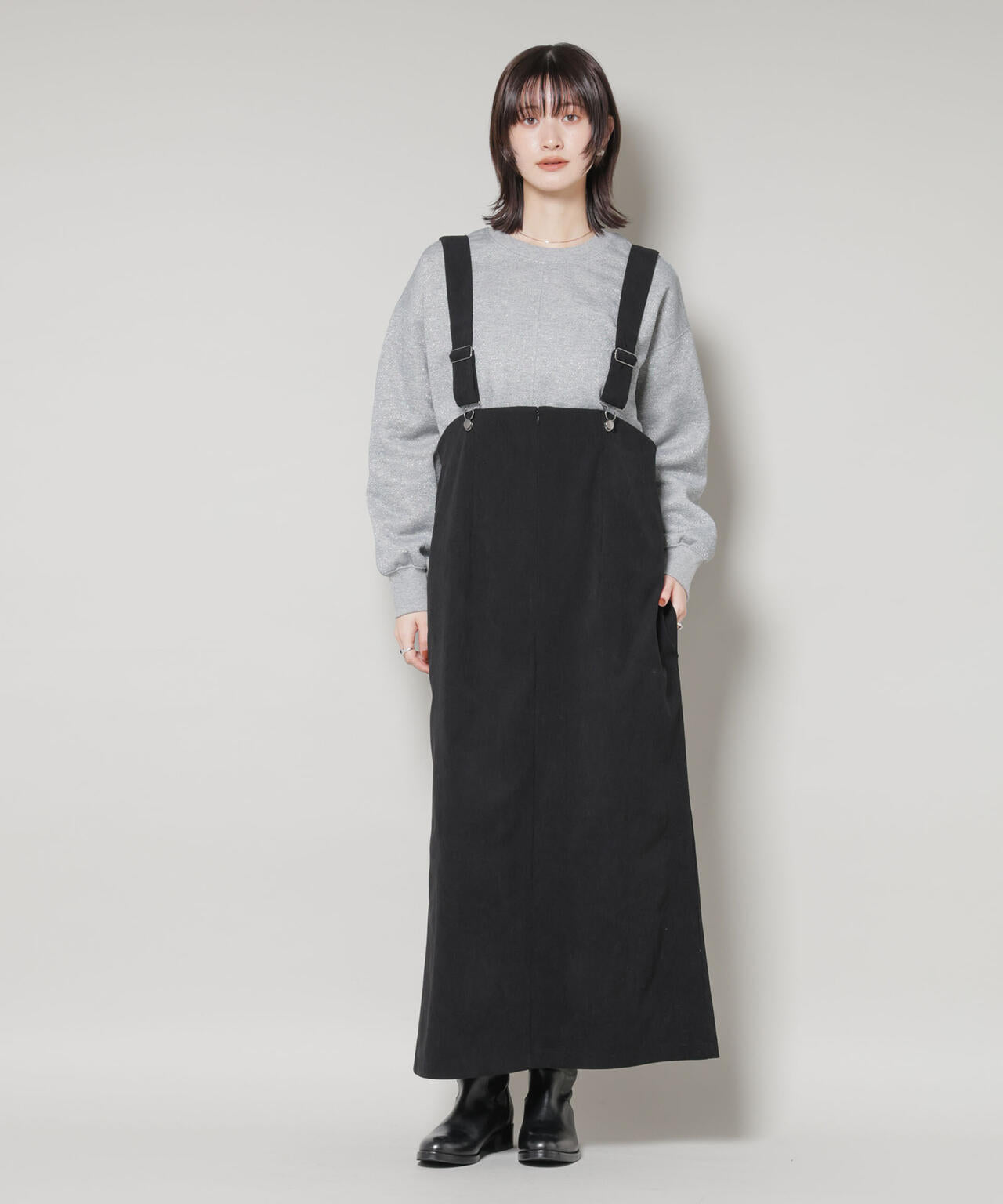 ストレッチ起毛ジャンパースカート(セットアップ可) 6735219331