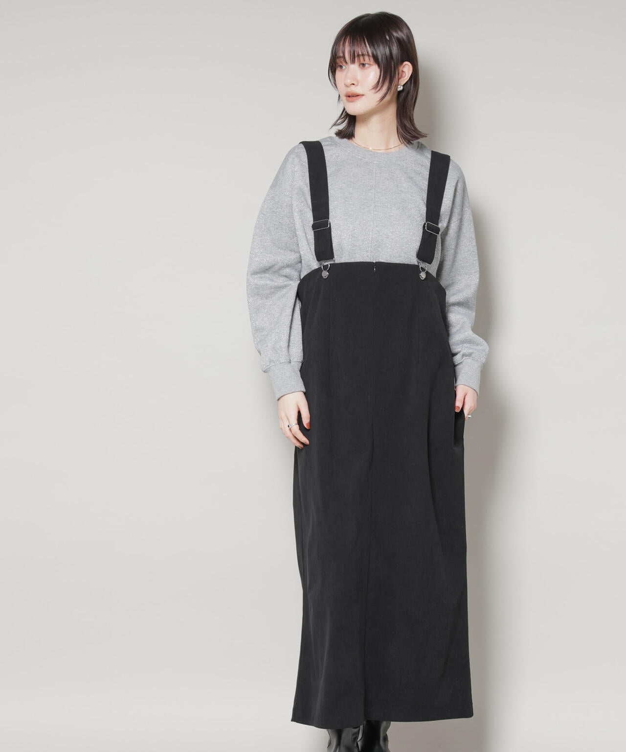 ストレッチ起毛ジャンパースカート(セットアップ可) 6735219331