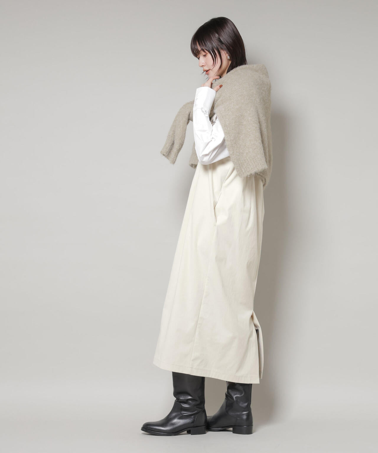 ストレッチ起毛ジャンパースカート(セットアップ可) 6735219331