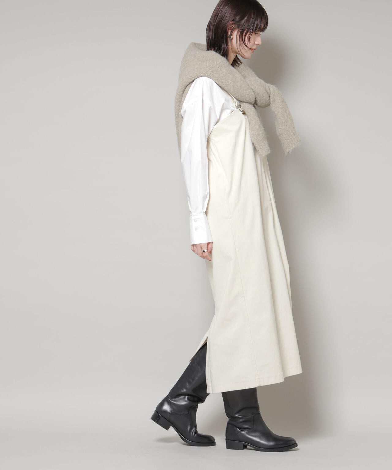 ストレッチ起毛ジャンパースカート(セットアップ可) 6735219331