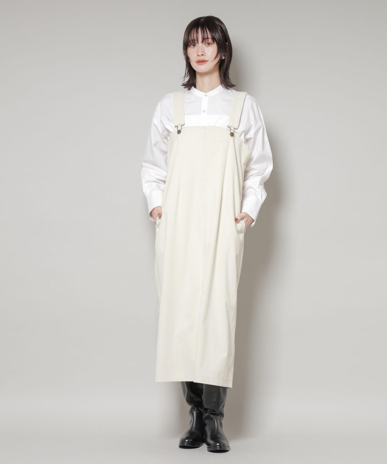 ストレッチ起毛ジャンパースカート(セットアップ可) 6735219331