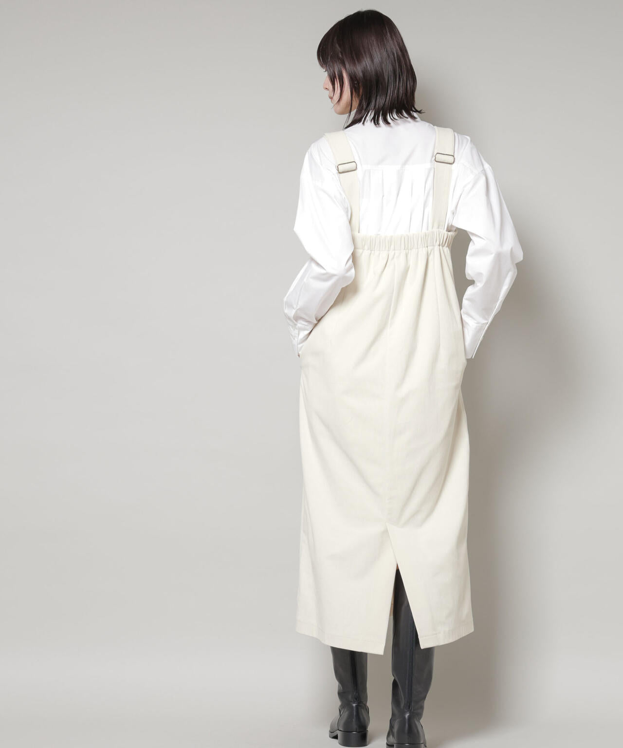 ストレッチ起毛ジャンパースカート(セットアップ可) 6735219331