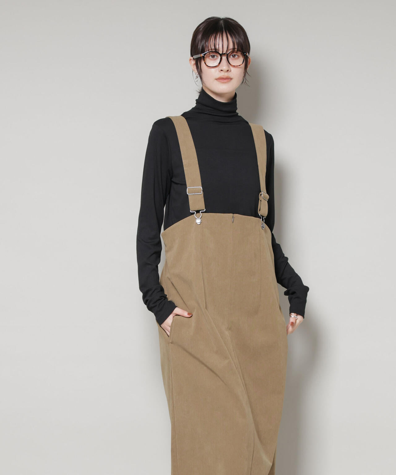 ストレッチ起毛 ジャンパースカート ( セットアップ 可)