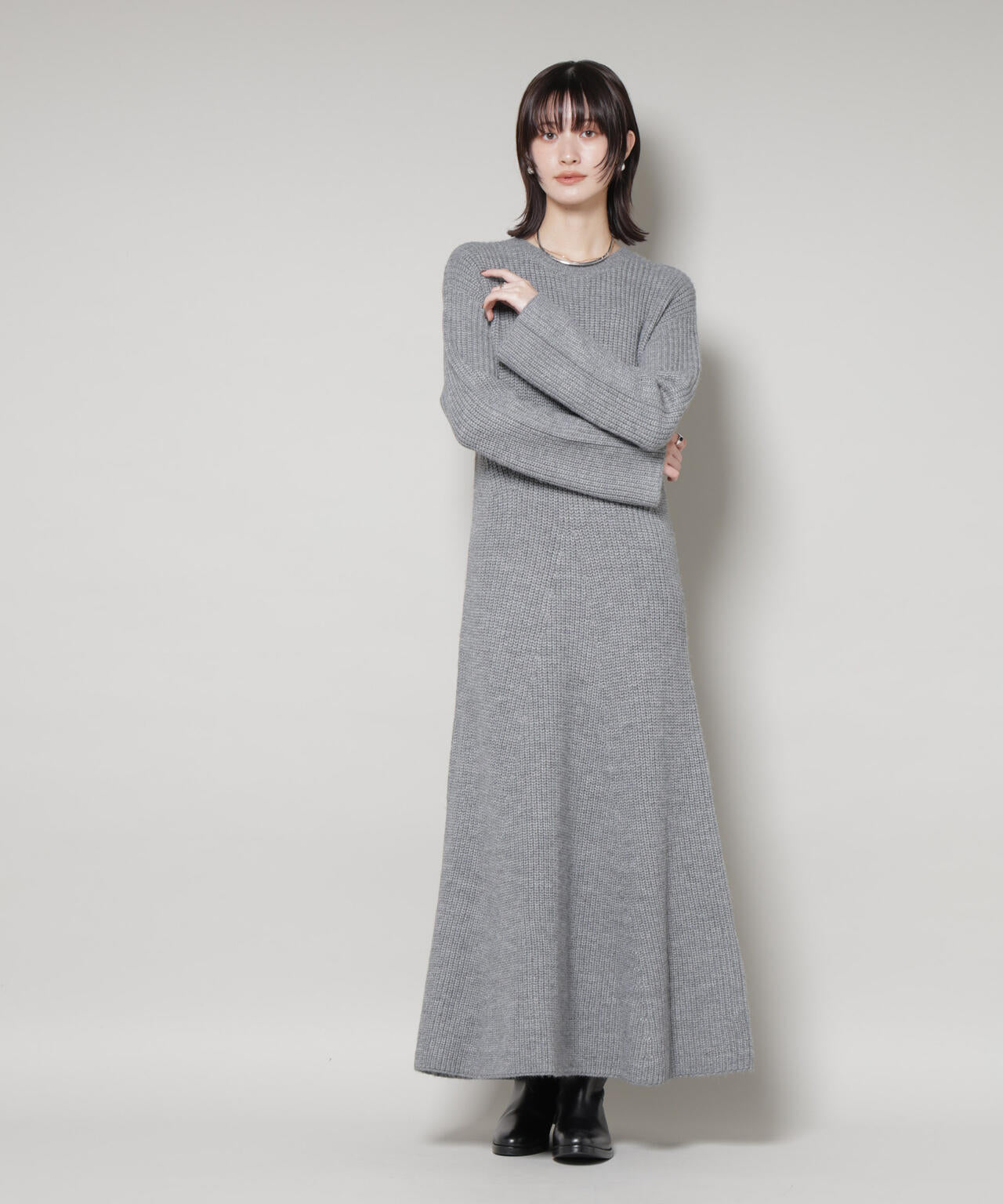 片畦フレアニットワンピース 6735219332