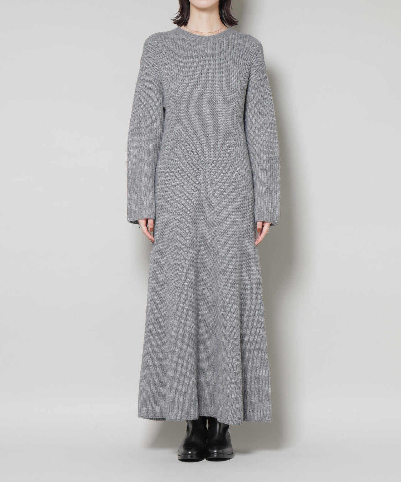 片畦 フレア ニット ワンピース