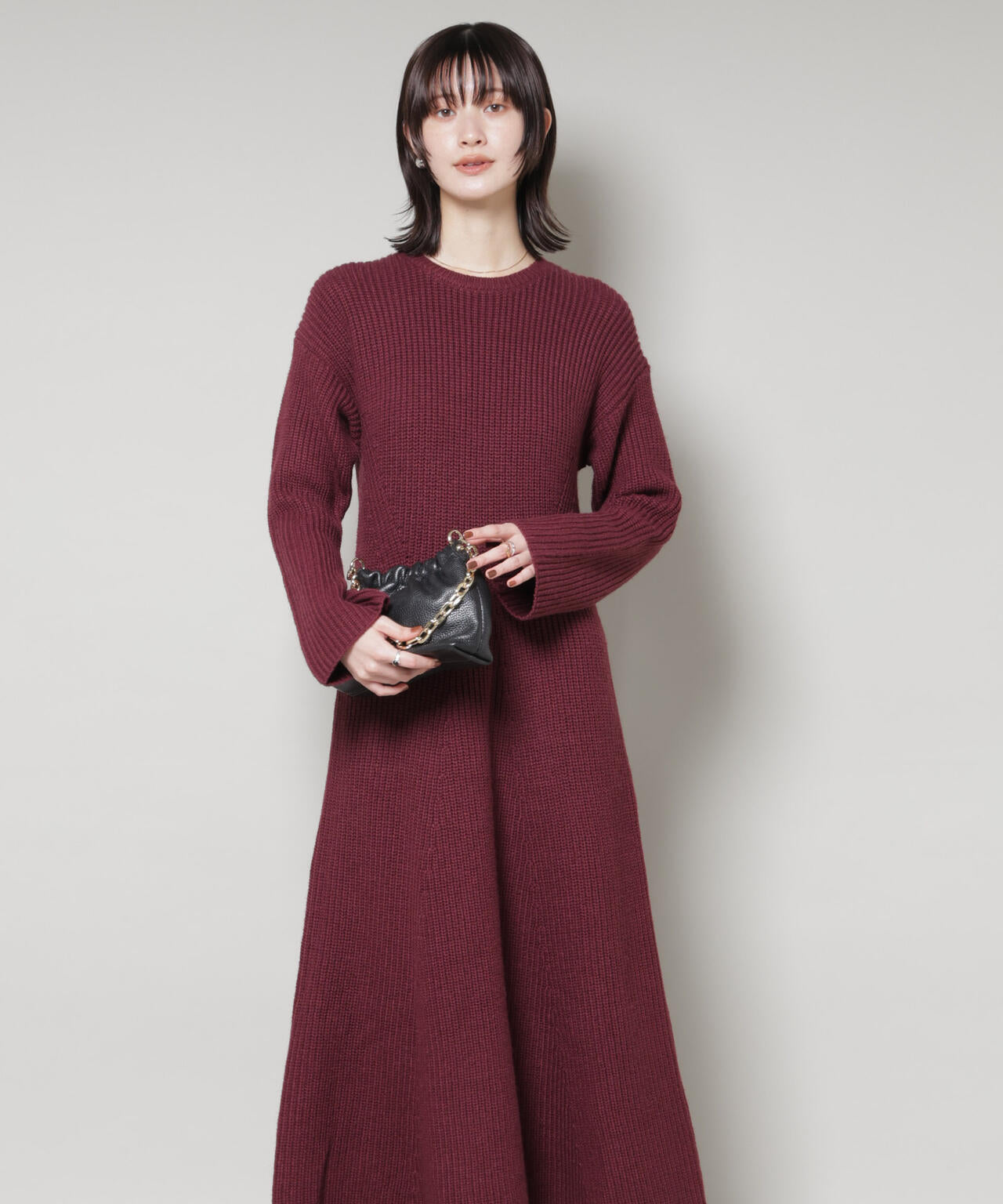 片畦フレアニットワンピース 6735219332