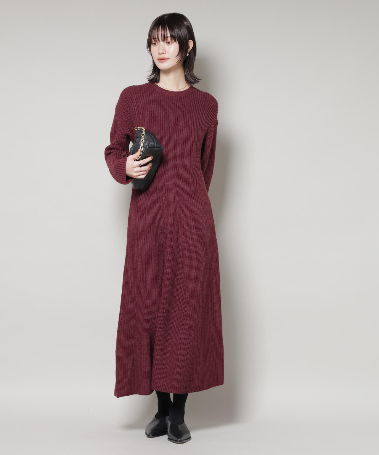 片畦 フレア ニット ワンピース