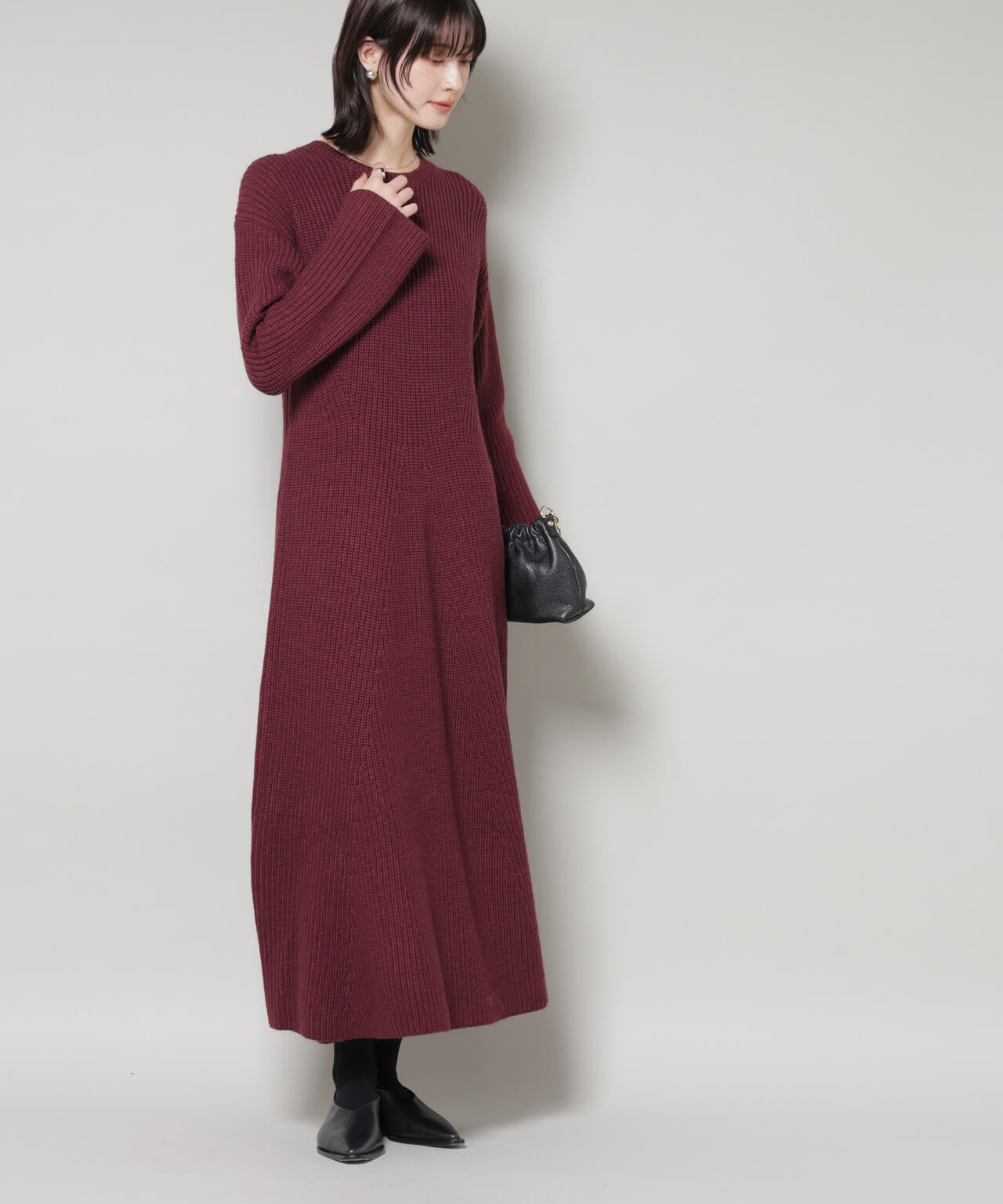 片畦フレアニットワンピース 6735219332