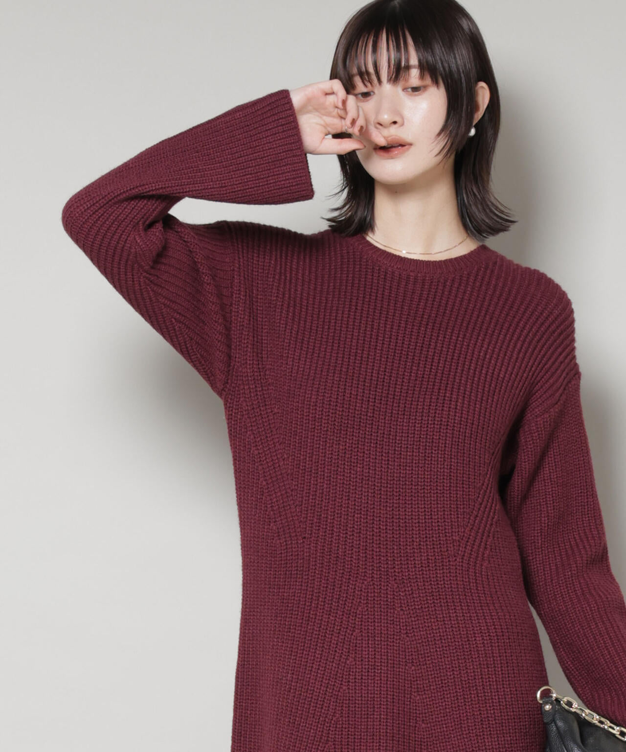 片畦フレアニットワンピース 6735219332