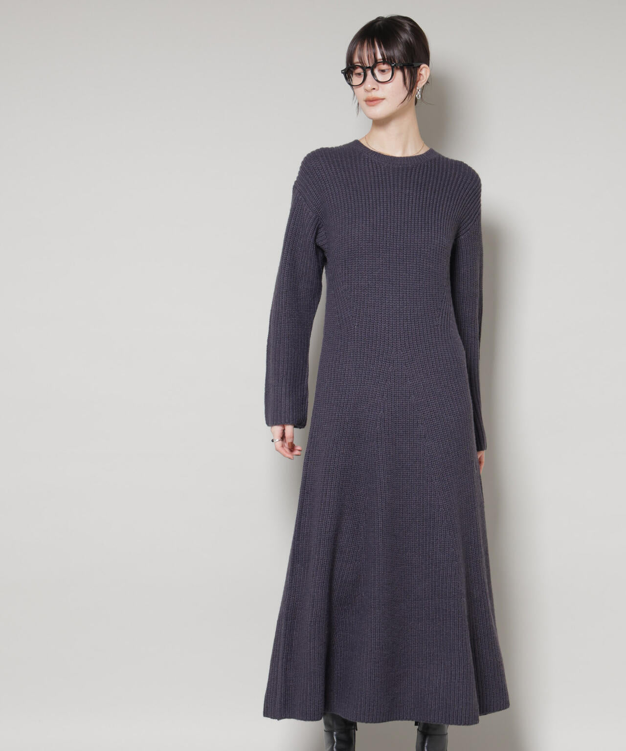 片畦フレアニットワンピース 6735219332