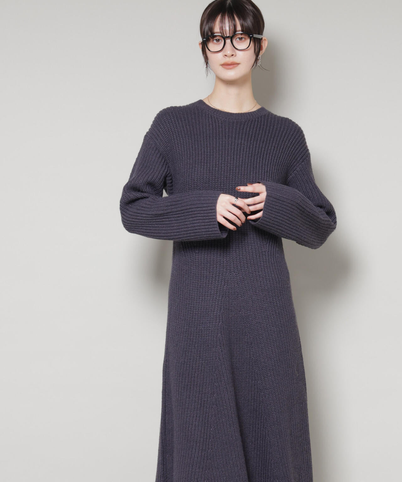 片畦フレアニットワンピース 6735219332