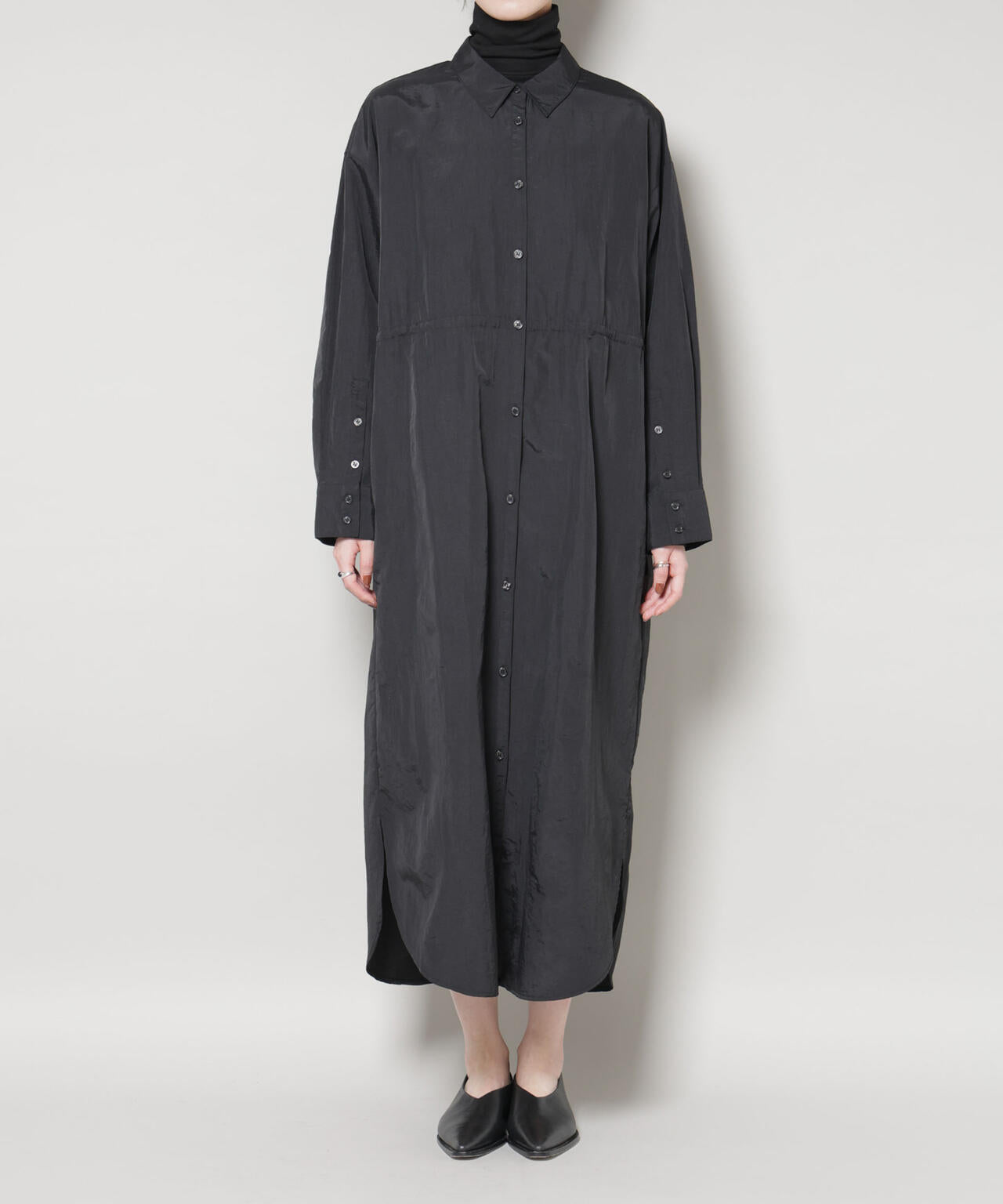 overE オーバーイー ドロストシャツワンピース モカ－キ 102 overE オーバーイー ドロストシャツワンピース モカ－キ 102 overE