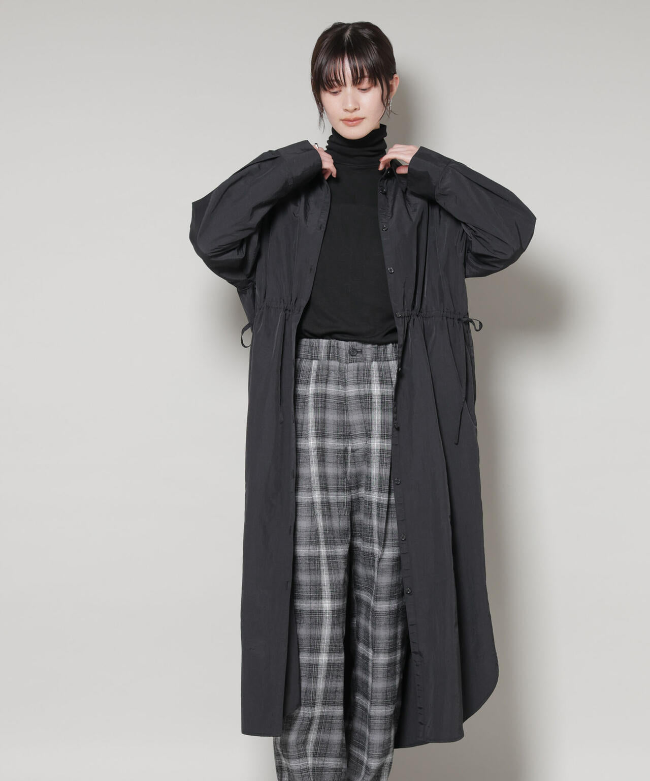 新品タグ付【HERMES】スタッズシャツワンピースコート ワンピース
