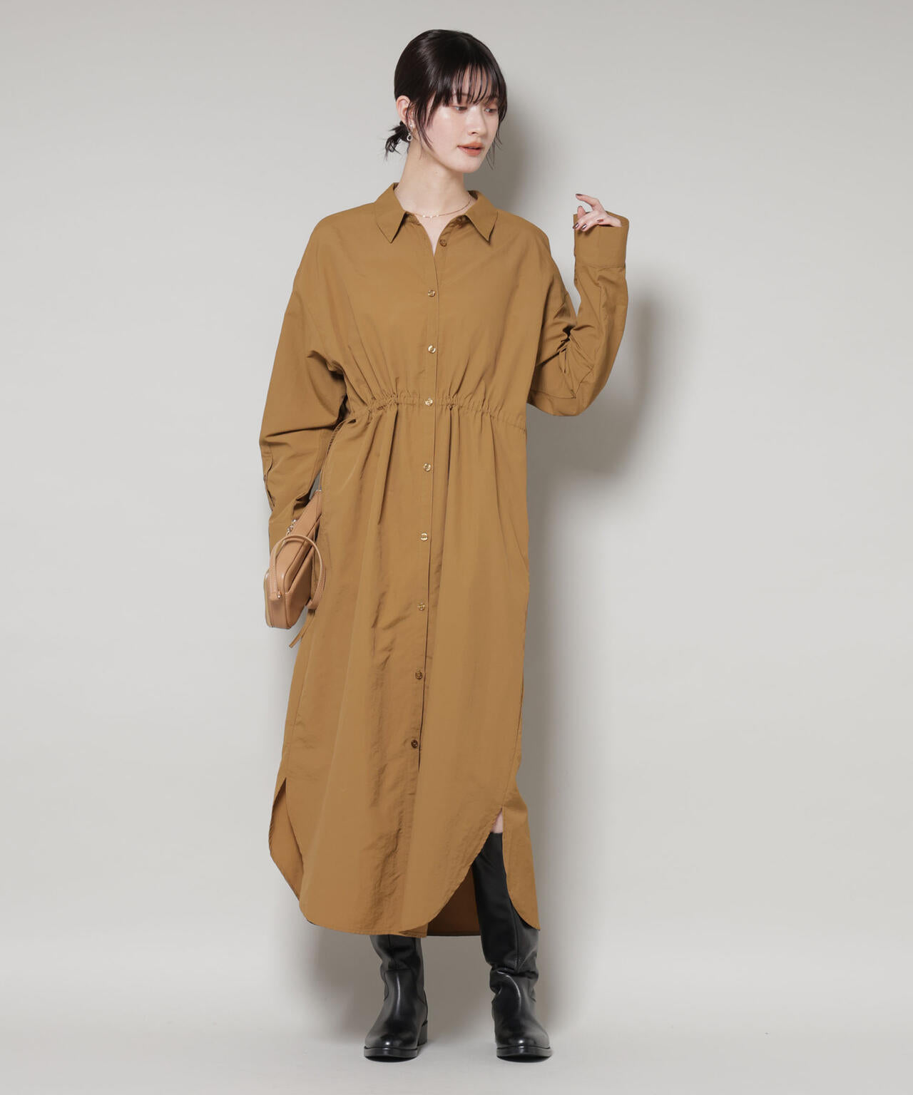 ナイロンタッサードロストシャツワンピース 6735219334