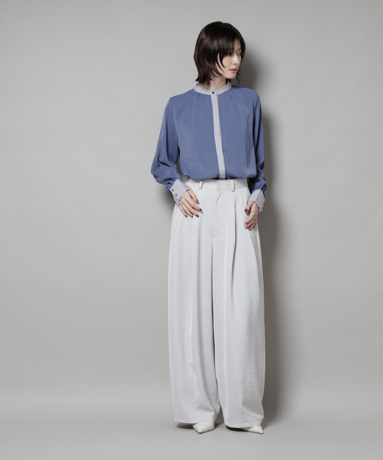 バイカラー デザイン ブラウス