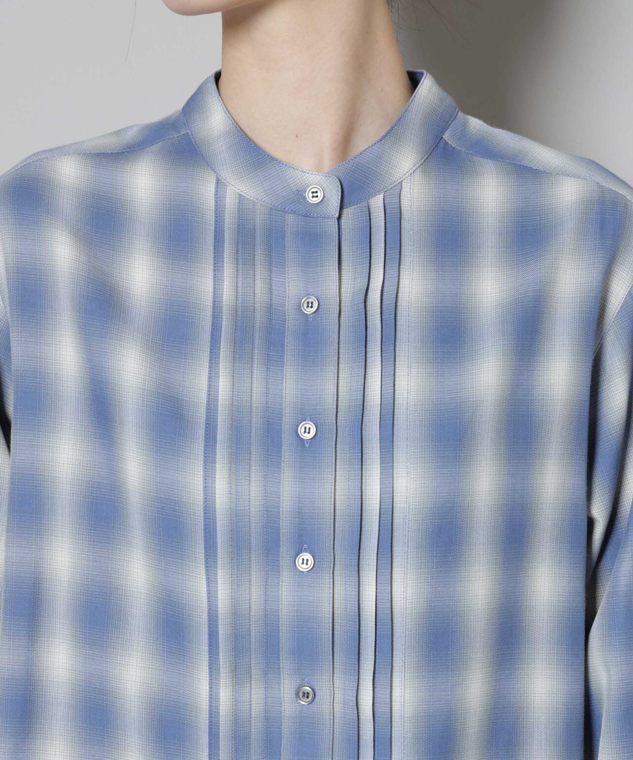 ピンタック デザインチェック プルオーバー ブラウス