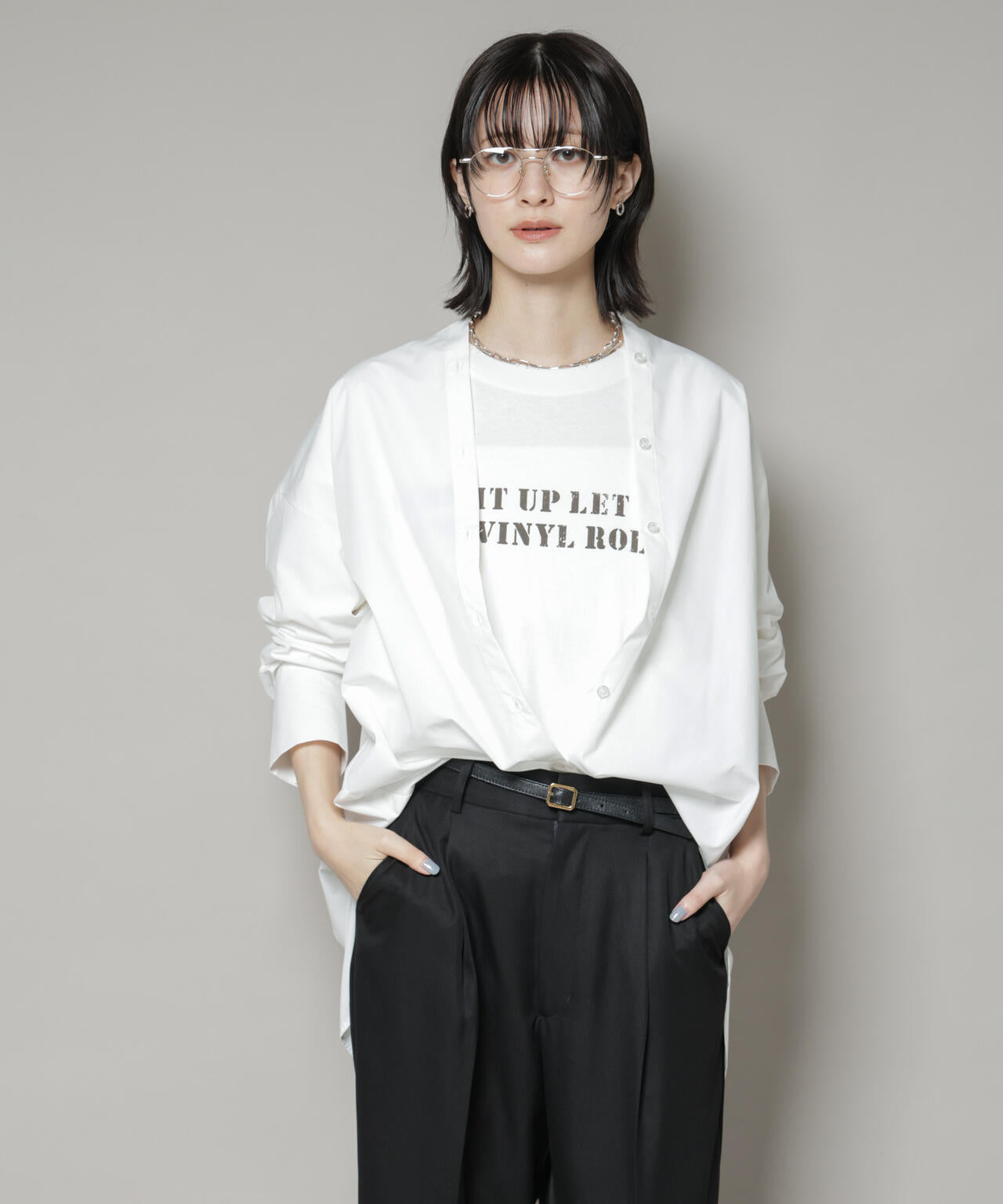 スタンドカラー シャツ