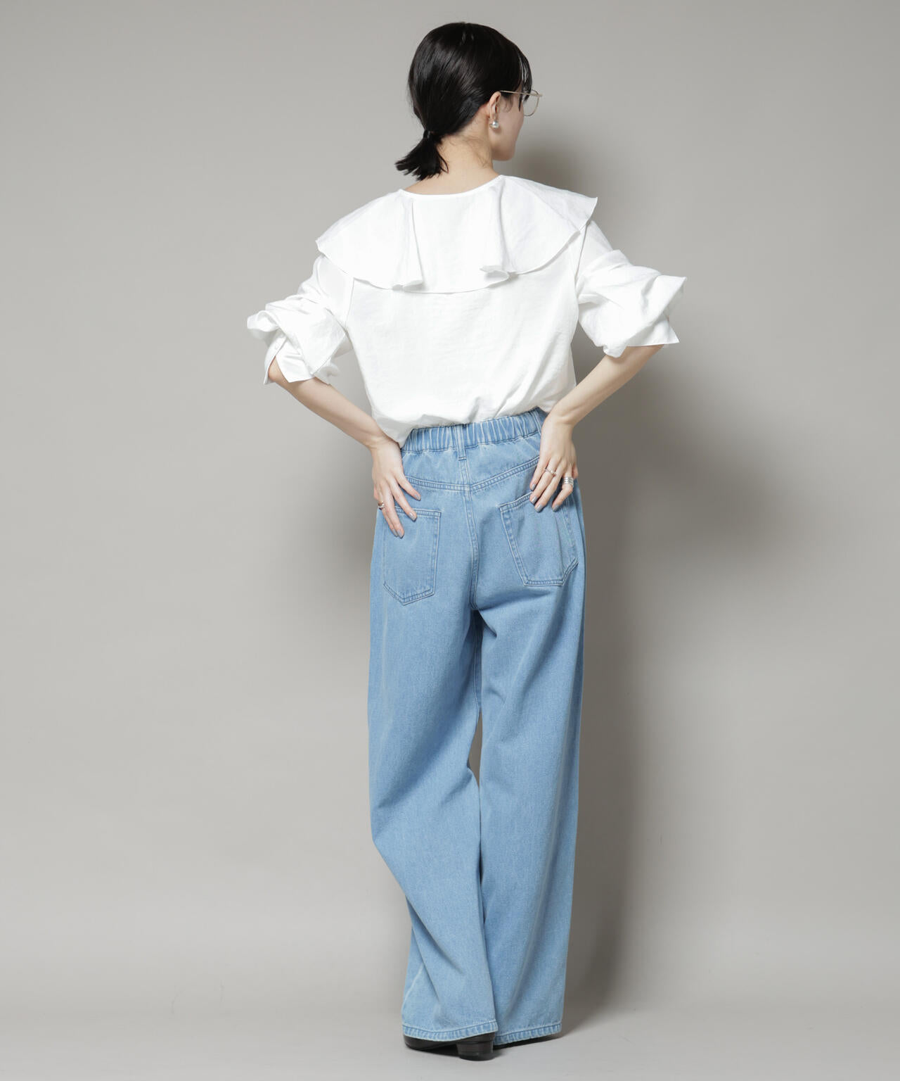 ビンテージ ポプリン ラッフルカラー ブラウス