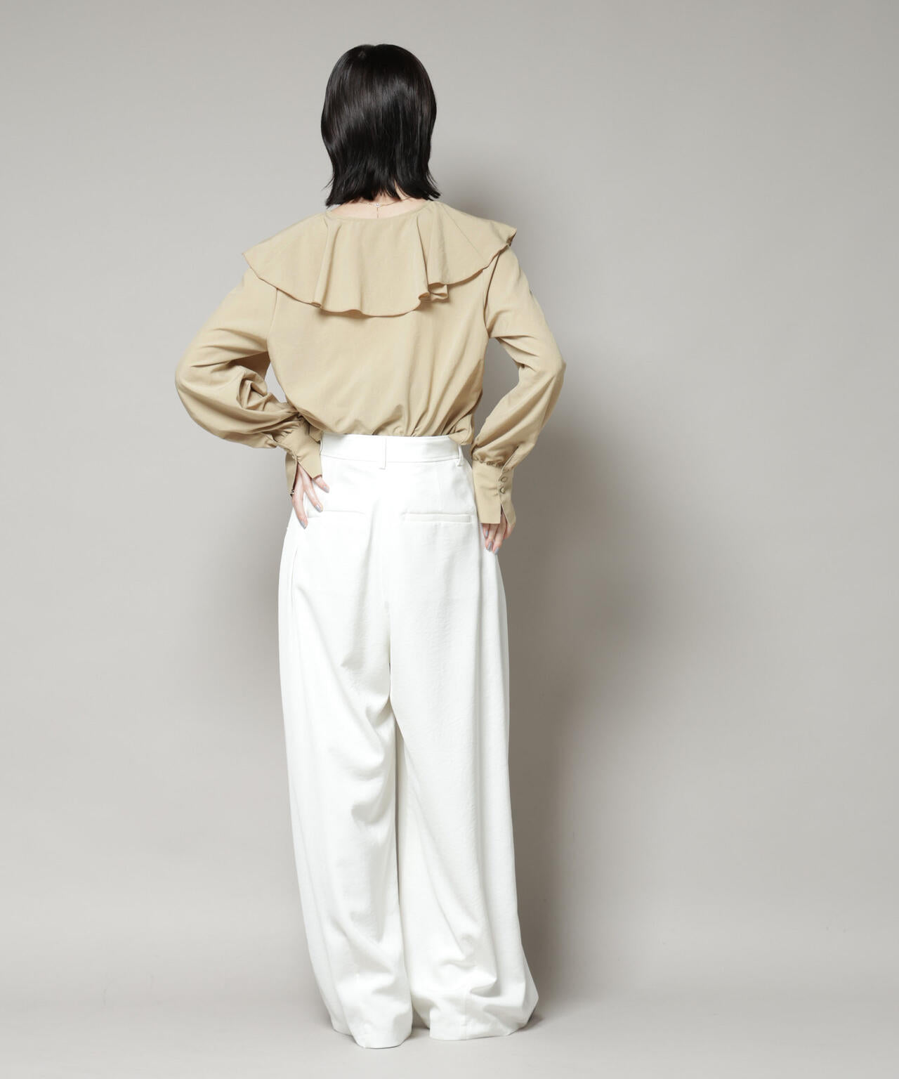 ビンテージ ポプリン ラッフルカラー ブラウス