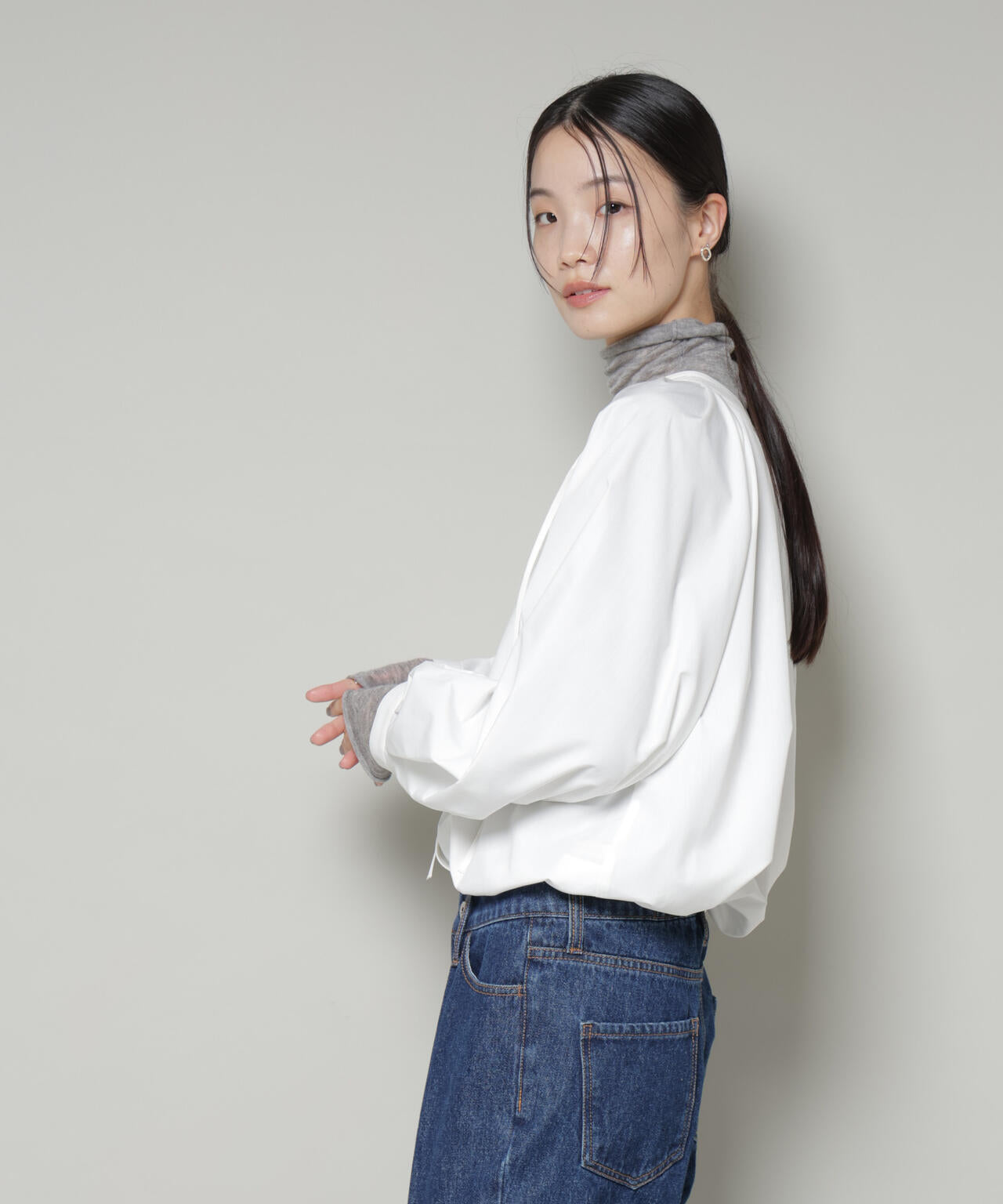 前後 2way ラグランスリーブ デザイン ブラウス