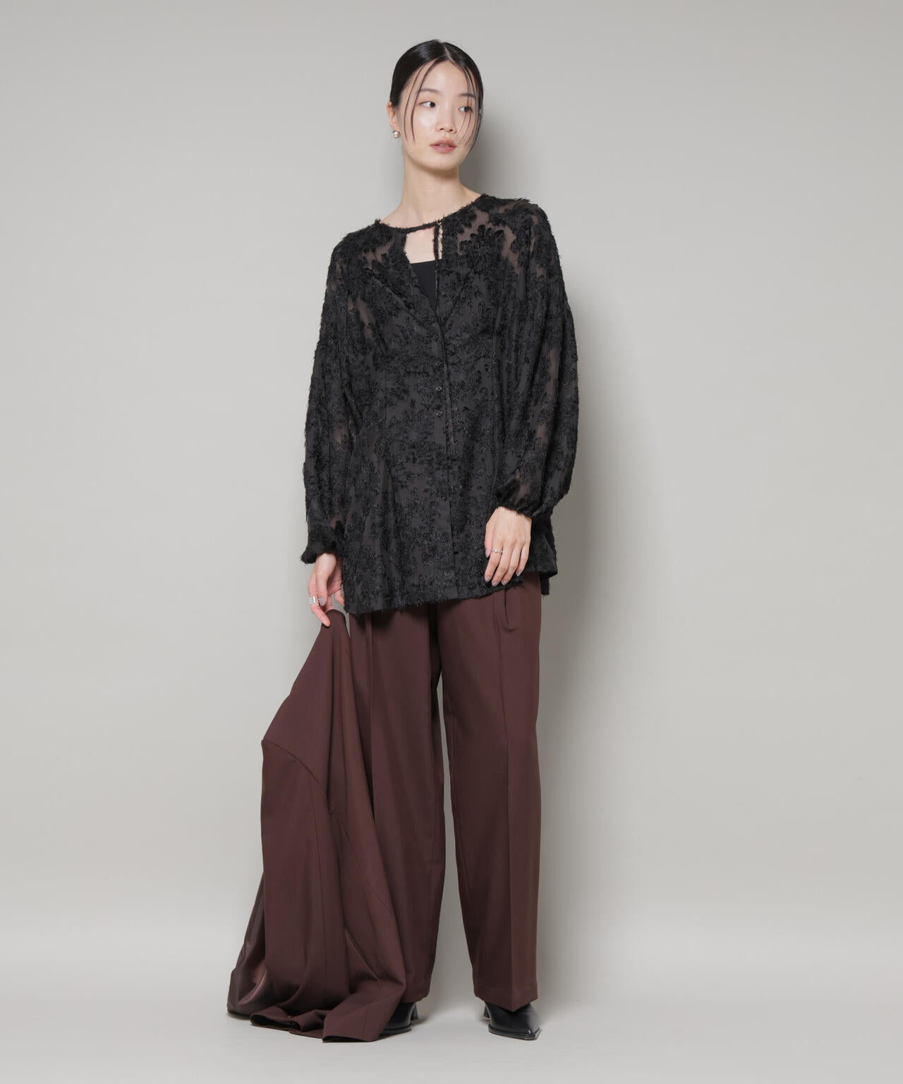 前後2way ジャガード ブラウス