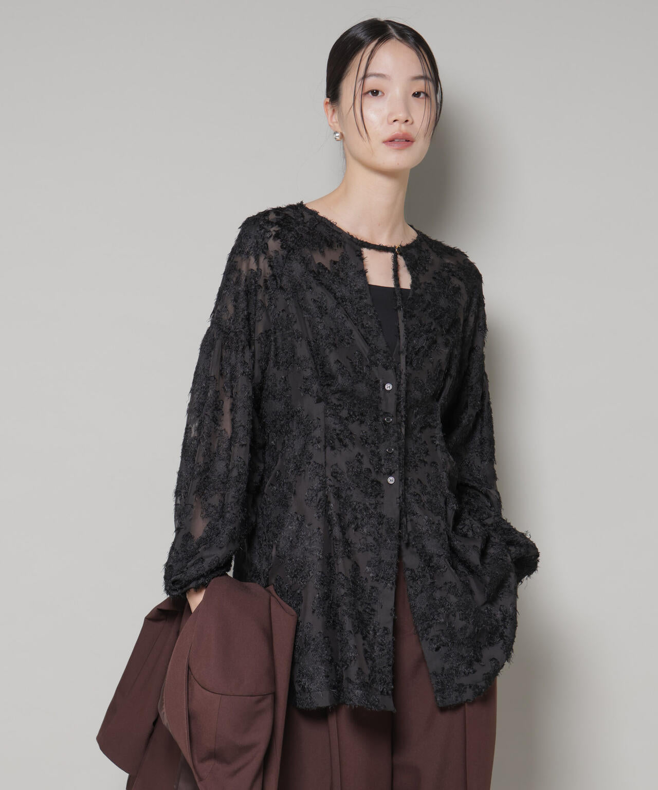 前後2way ジャガード ブラウス