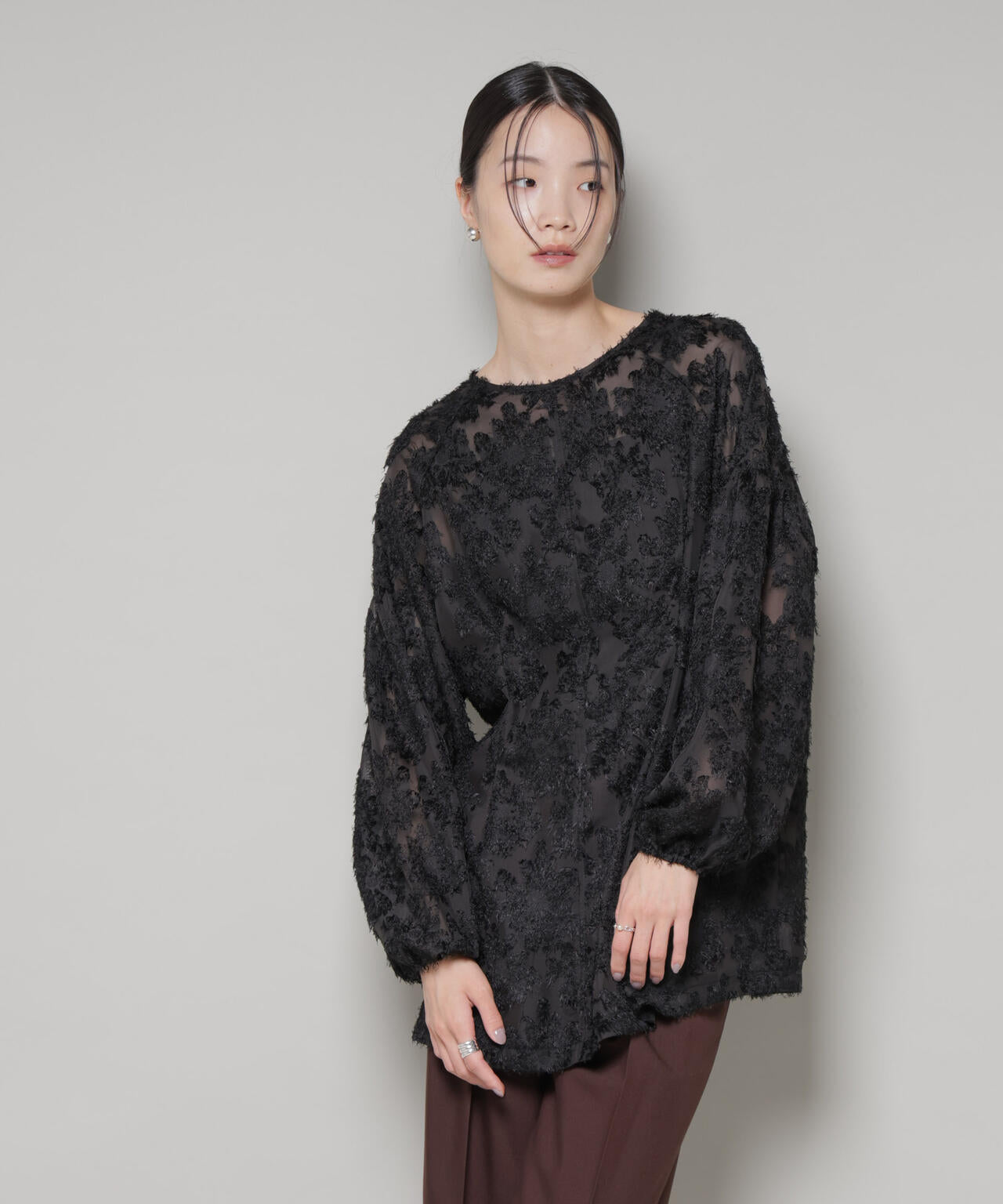 前後2way ジャガード ブラウス