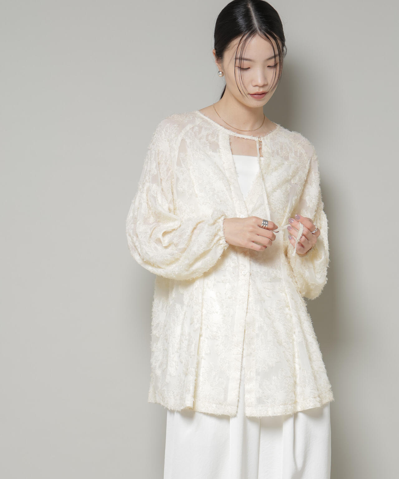 前後2way ジャガード ブラウス