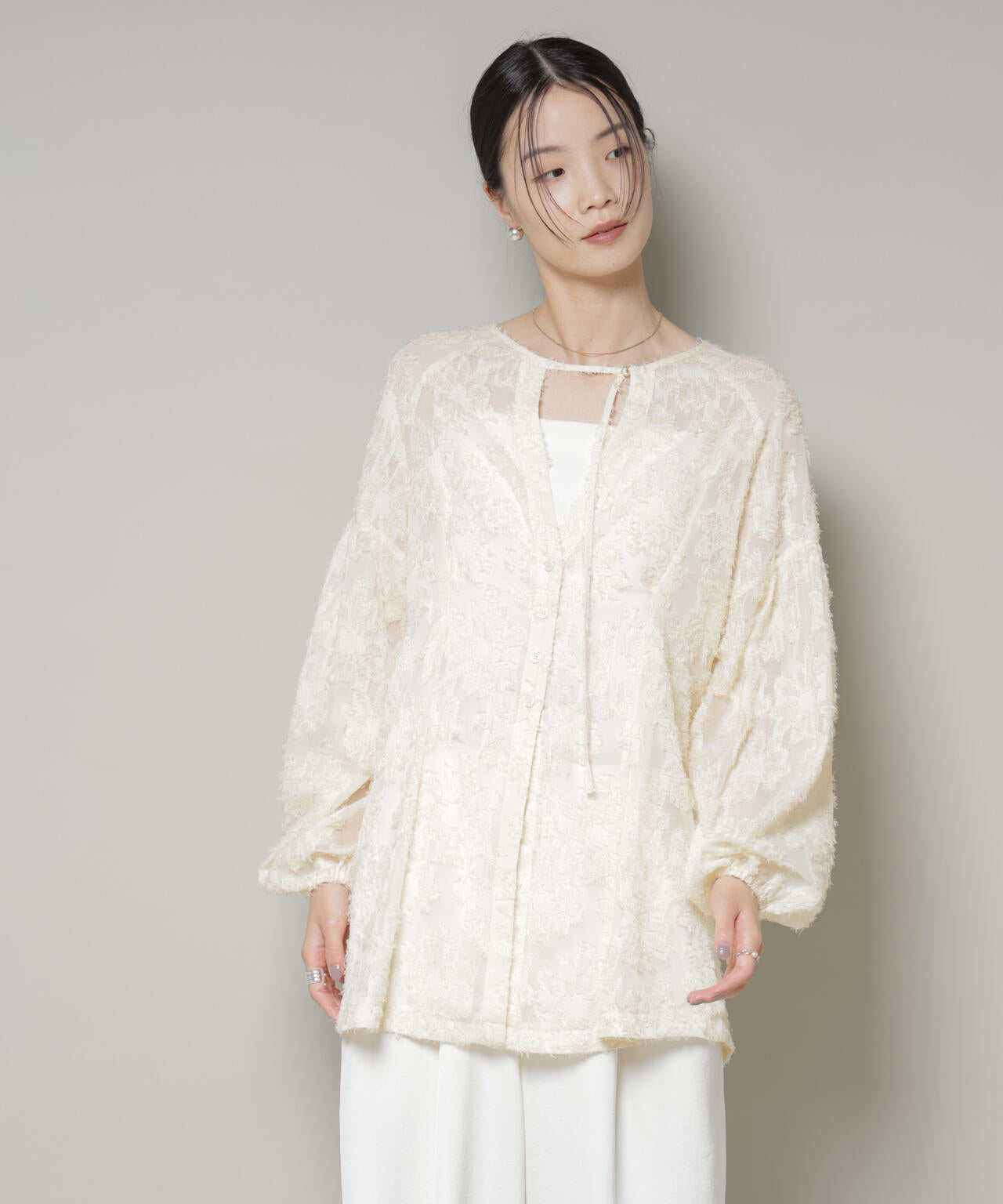 前後2way ジャガード ブラウス