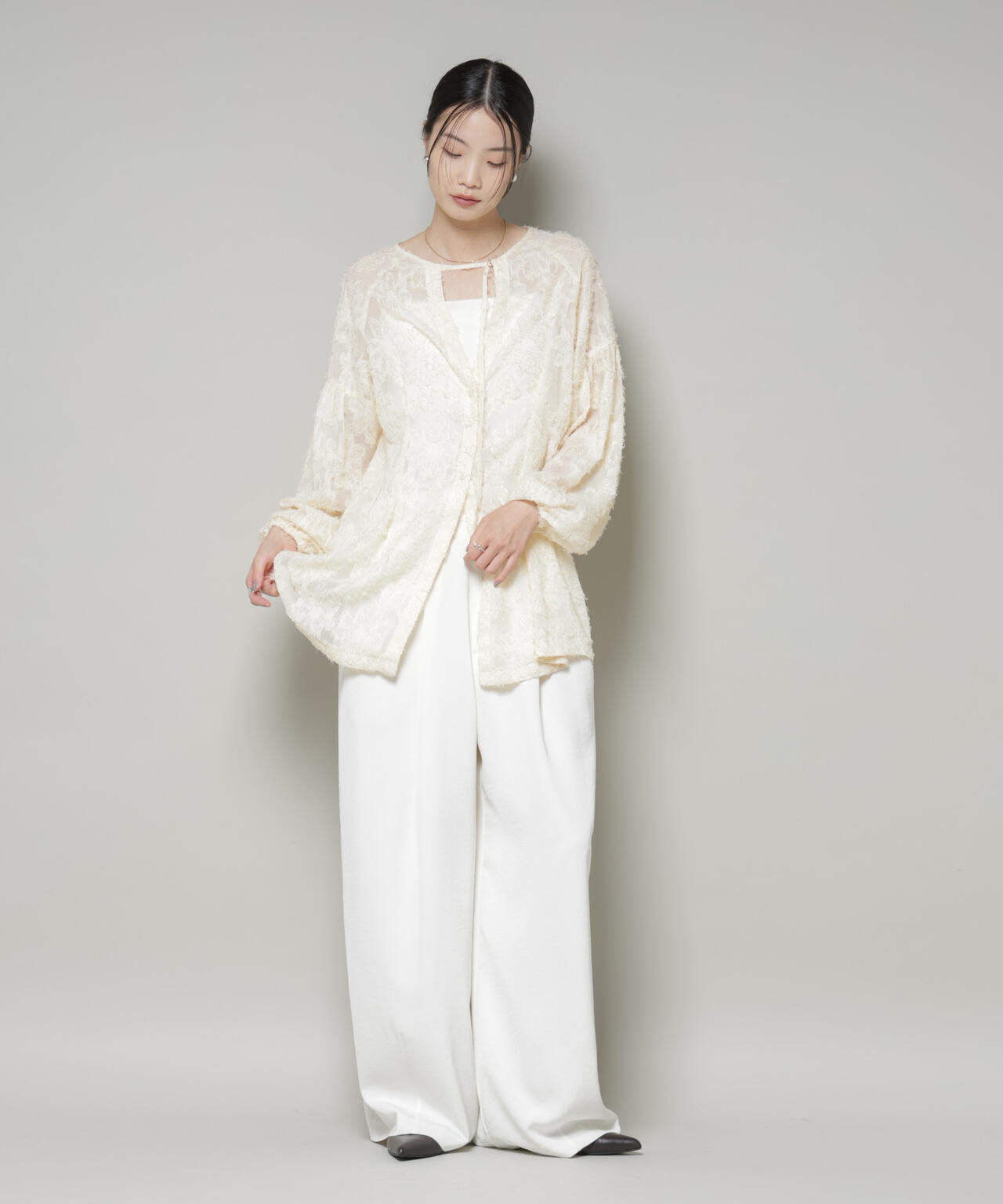 前後2way ジャガード ブラウス