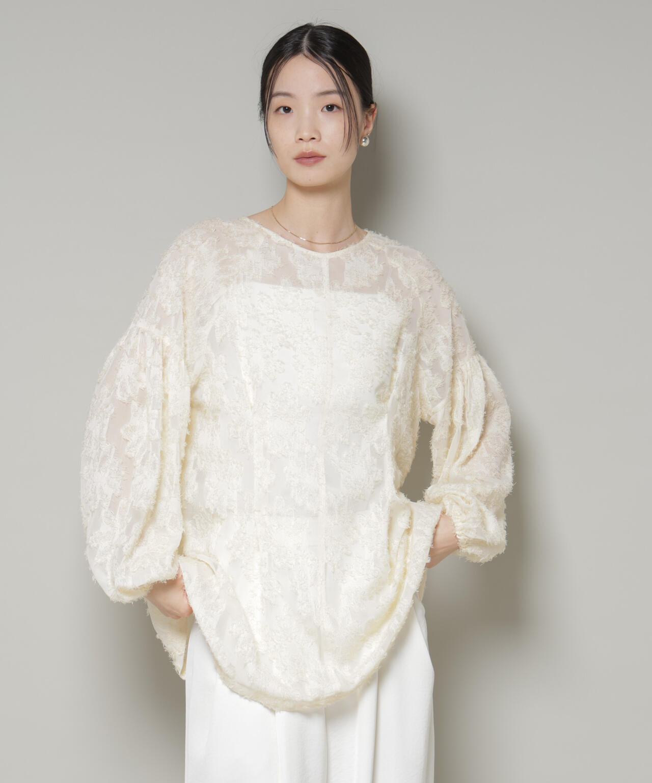 前後2way ジャガード ブラウス