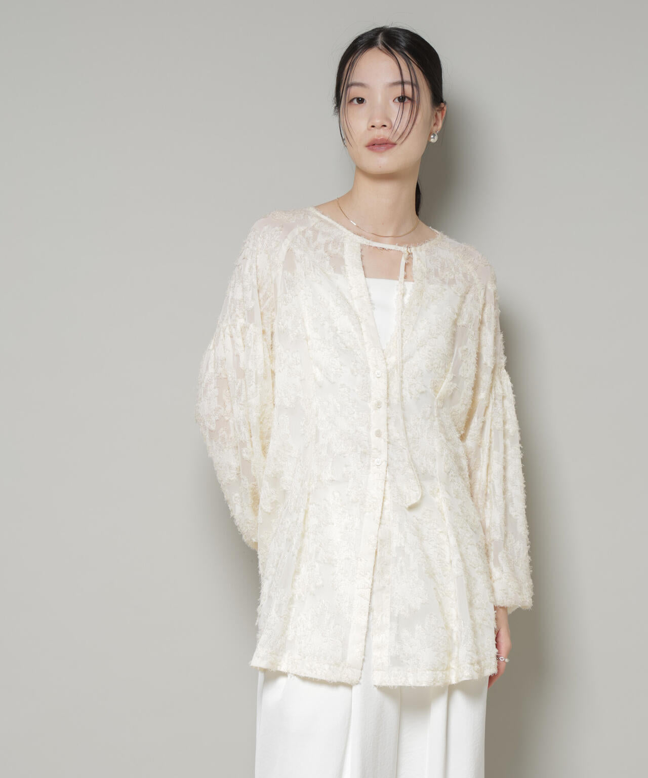 前後2way ジャガード ブラウス