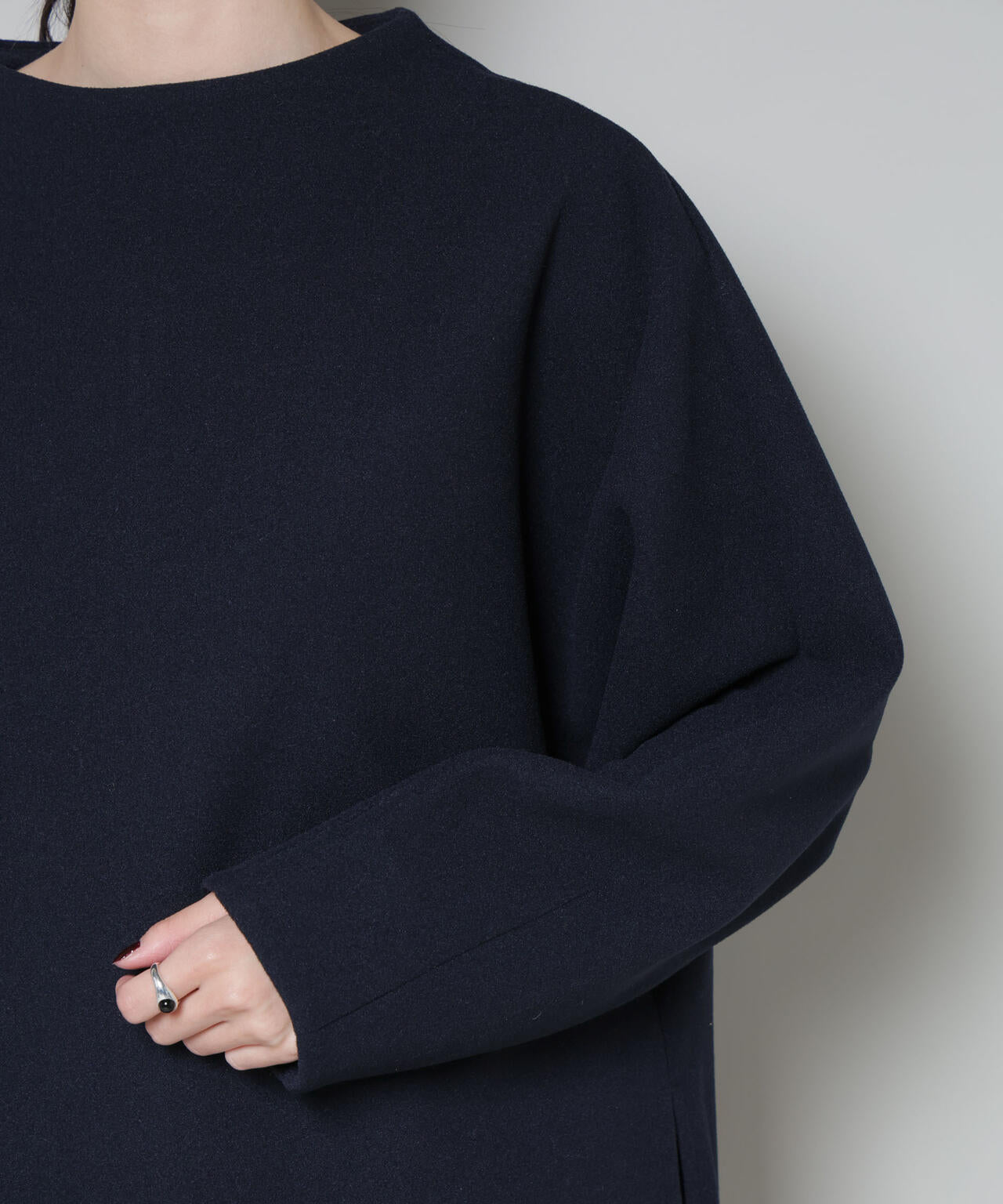 ソフトメルトンジャージータックスリーブモックネックトップス(セットアップ可) 6735220315