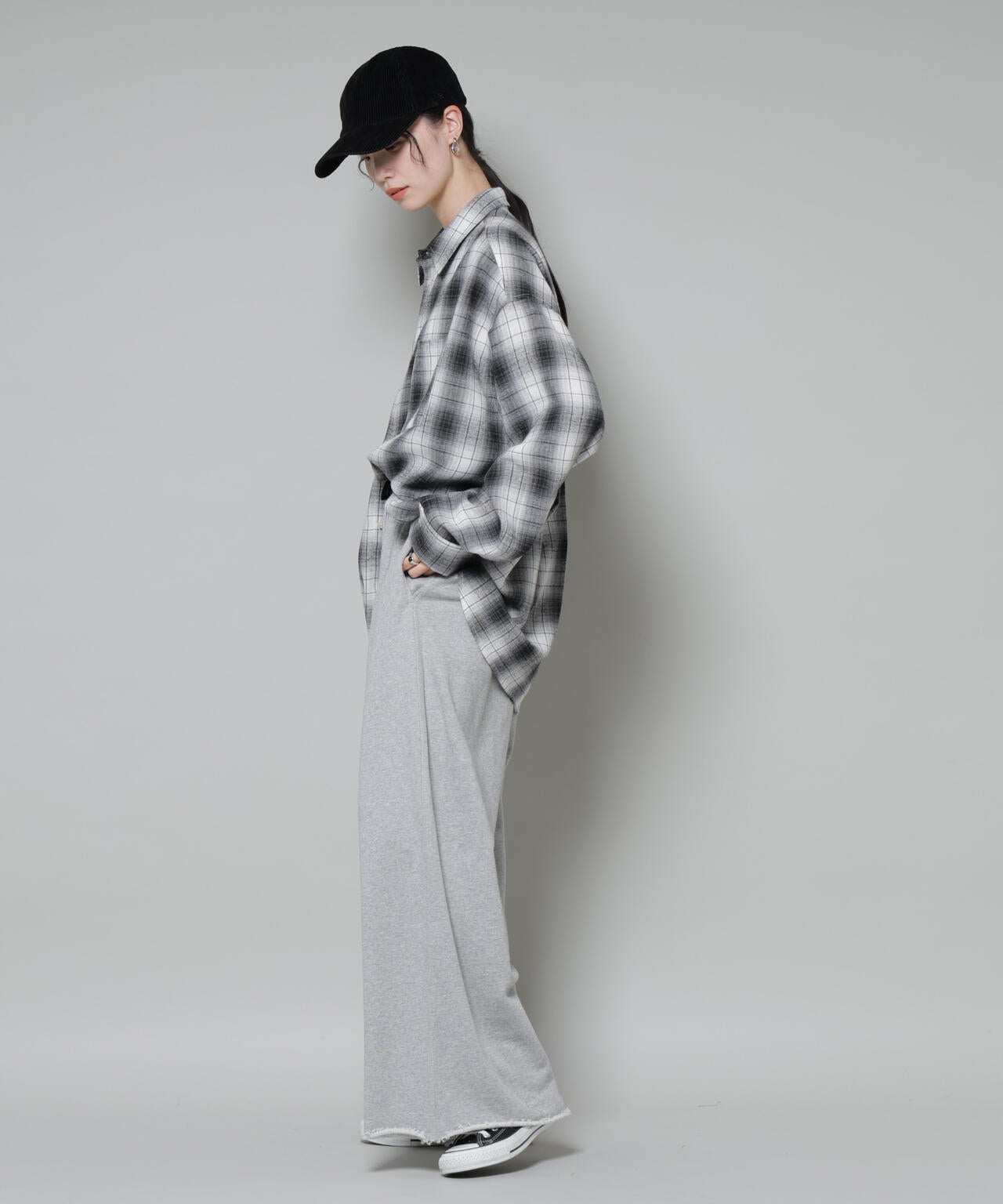 オーバーサイズ チェックシャツ