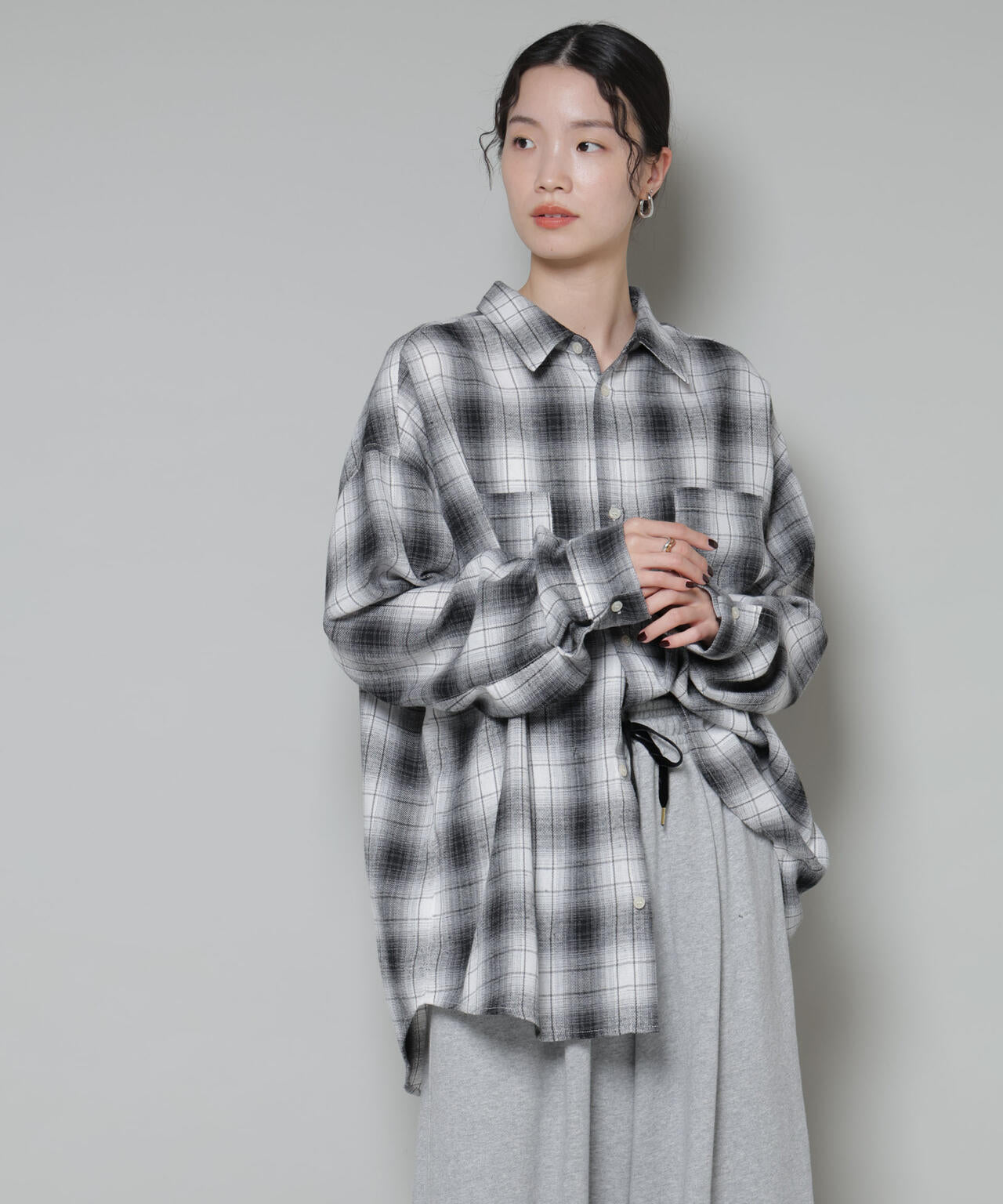 オーバーサイズチェックシャツ 6735220316