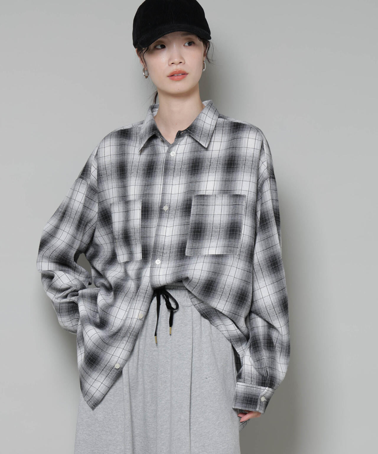 オーバーサイズチェックシャツ