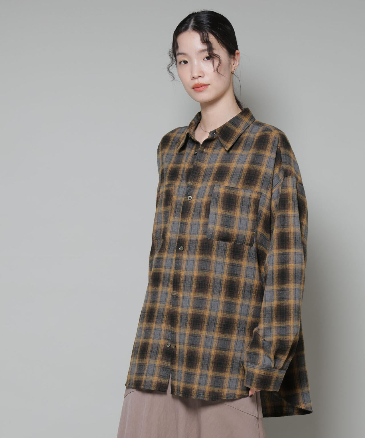 オーバーサイズチェックシャツ 6735220316