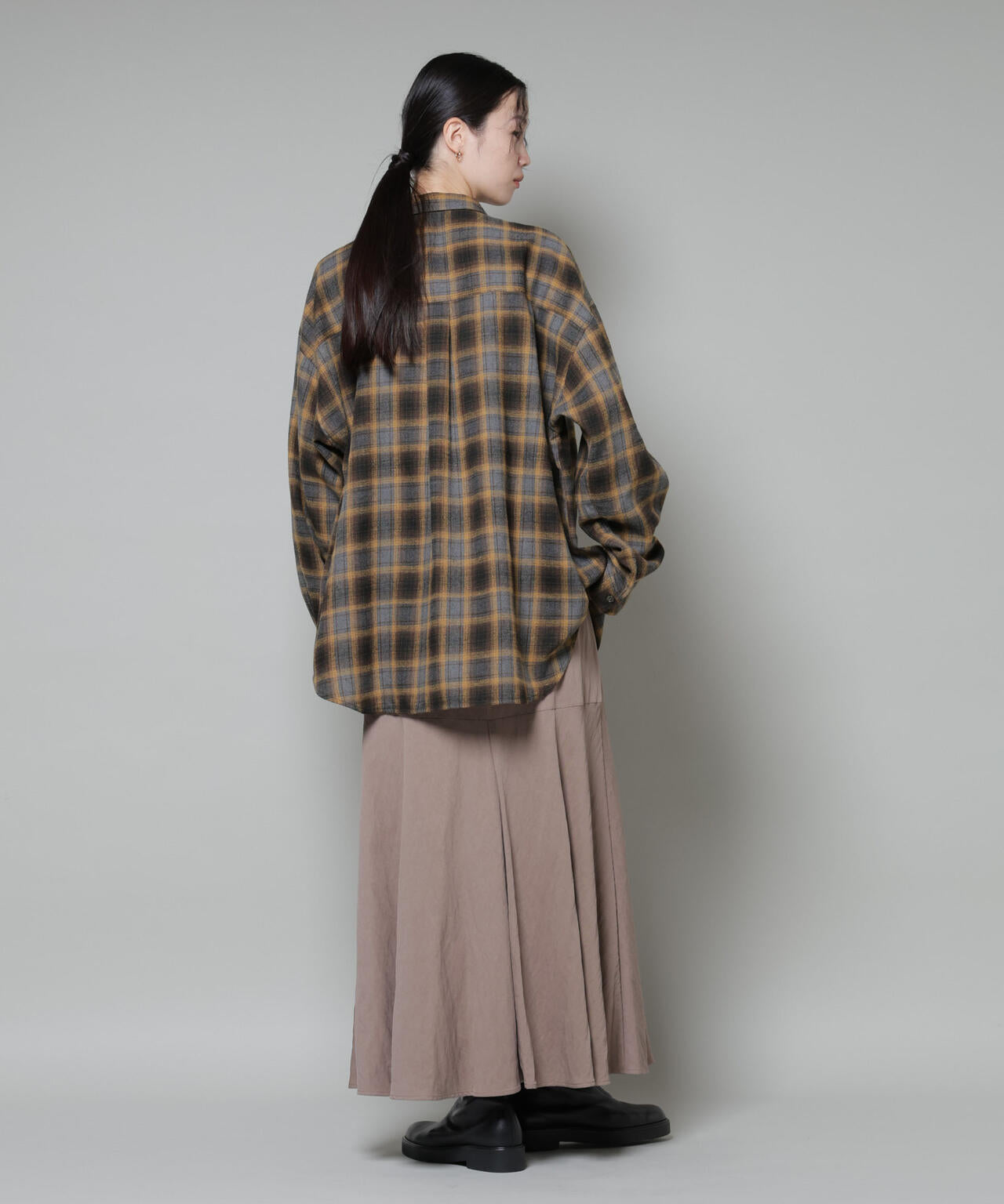 オーバーサイズ チェックシャツ