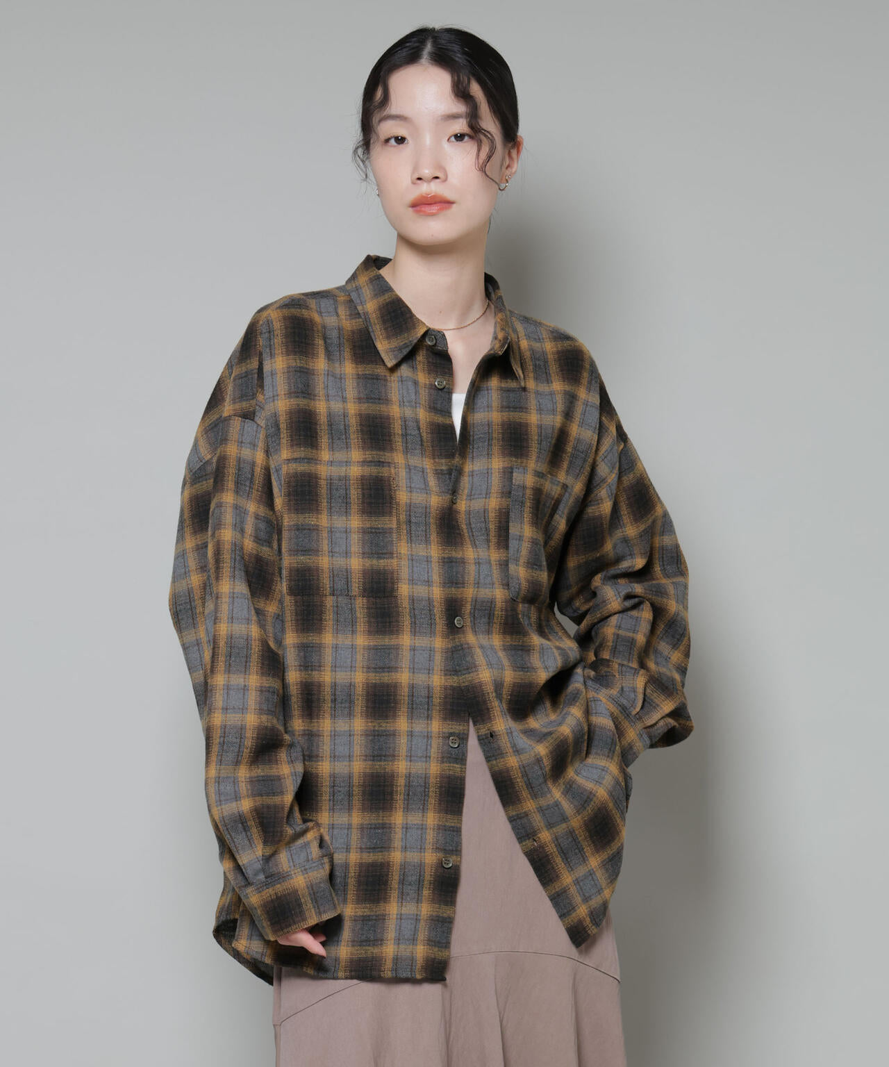オーバーサイズチェックシャツ 6735220316