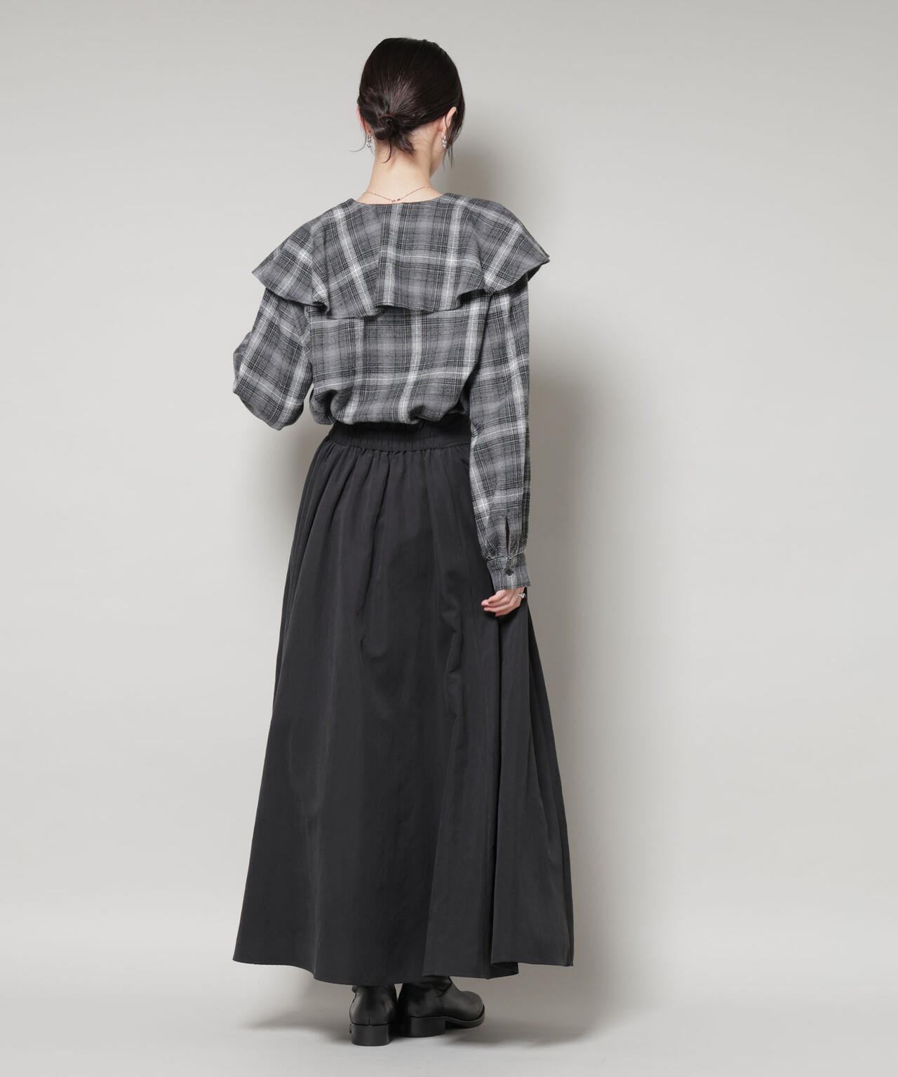 フリルカラーオンブレーチェックブラウス(セットアップ可) 6735220318