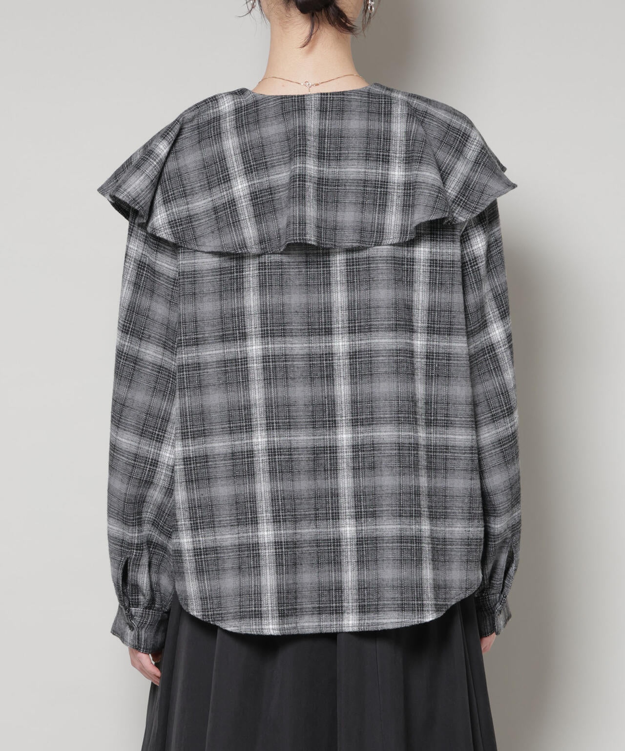 フリルカラーオンブレーチェックブラウス(セットアップ可) 6735220318