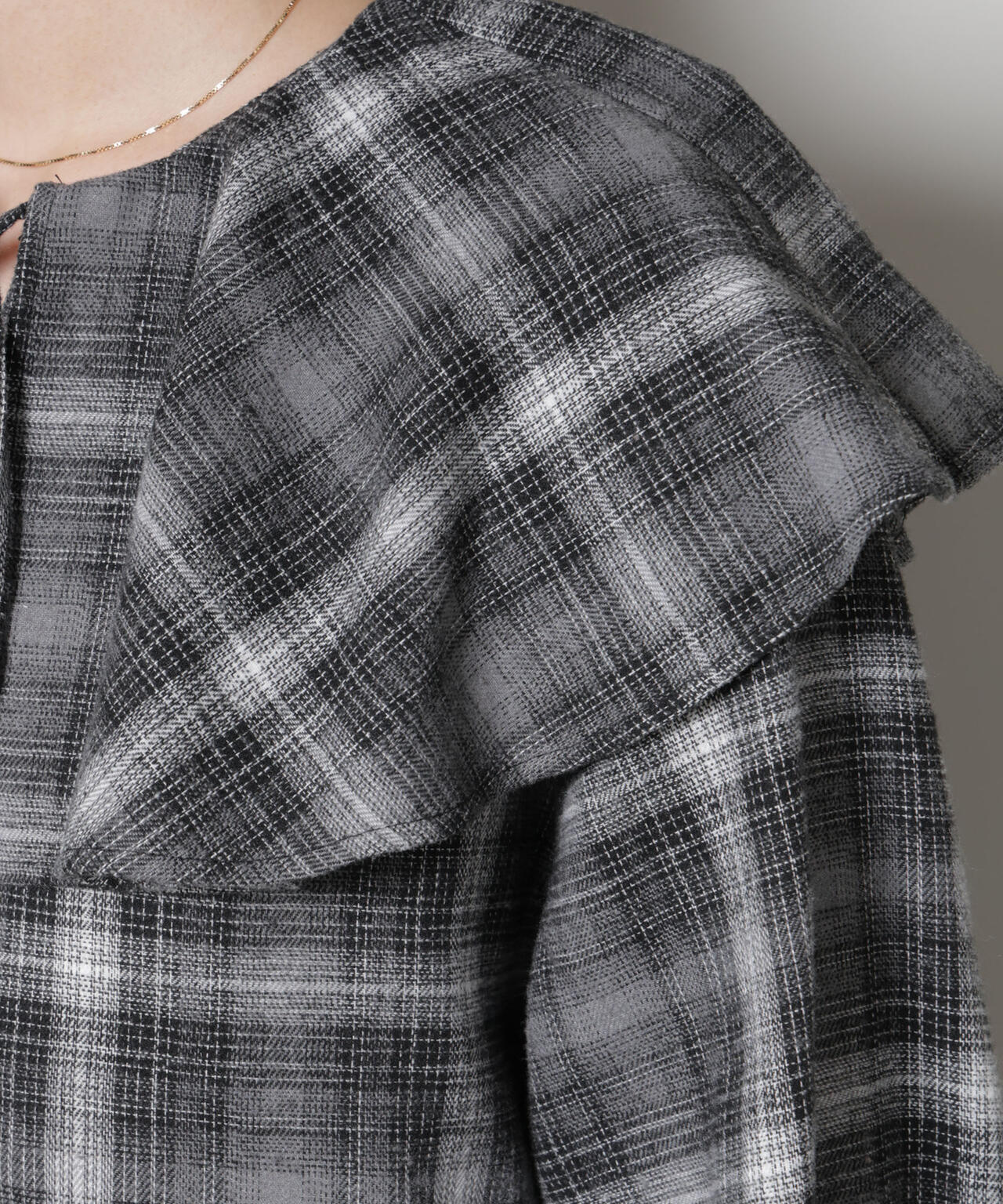 フリルカラーオンブレーチェックブラウス(セットアップ可) 6735220318