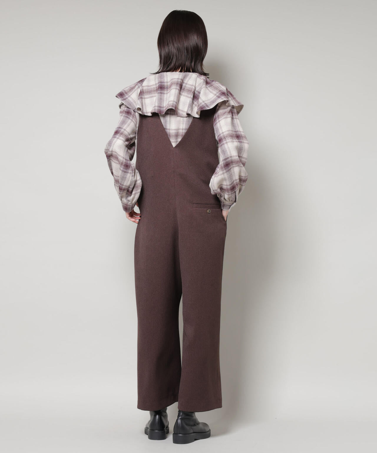 フリルカラーオンブレーチェックブラウス(セットアップ可) 6735220318