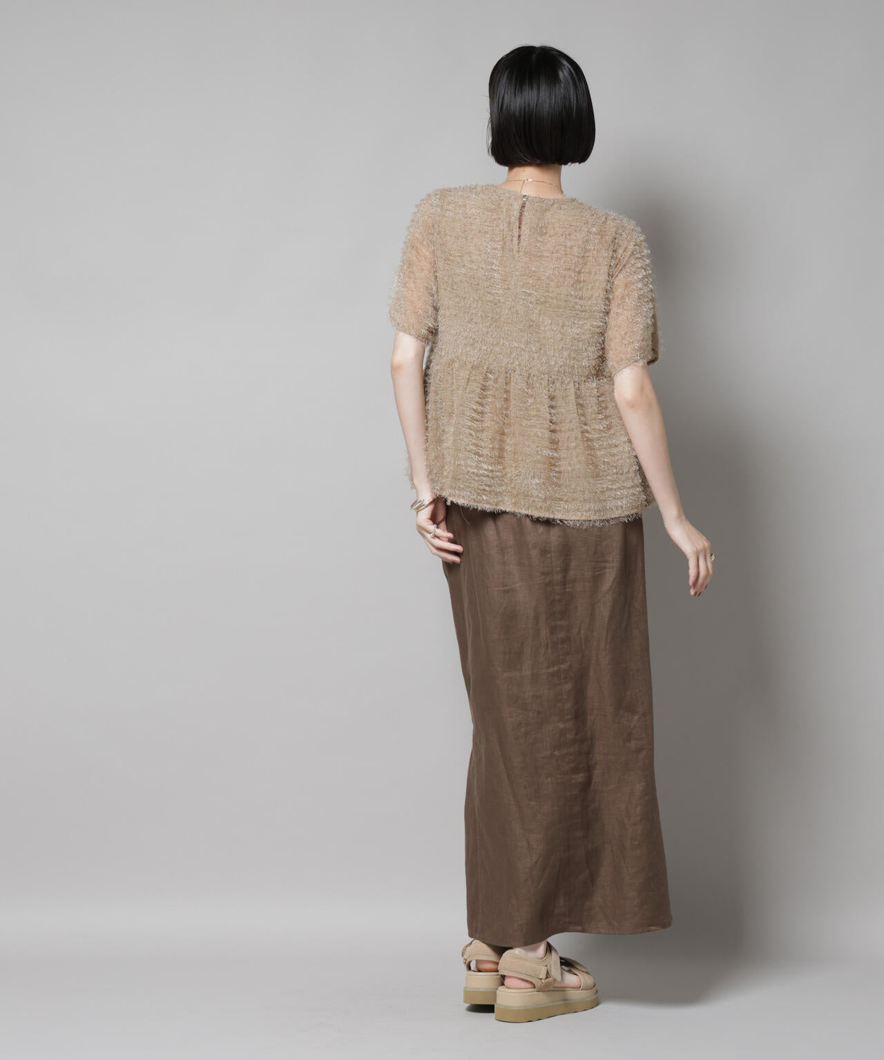 フリンジシフォンギャザーブラウス(セットアップ可) 6735221300