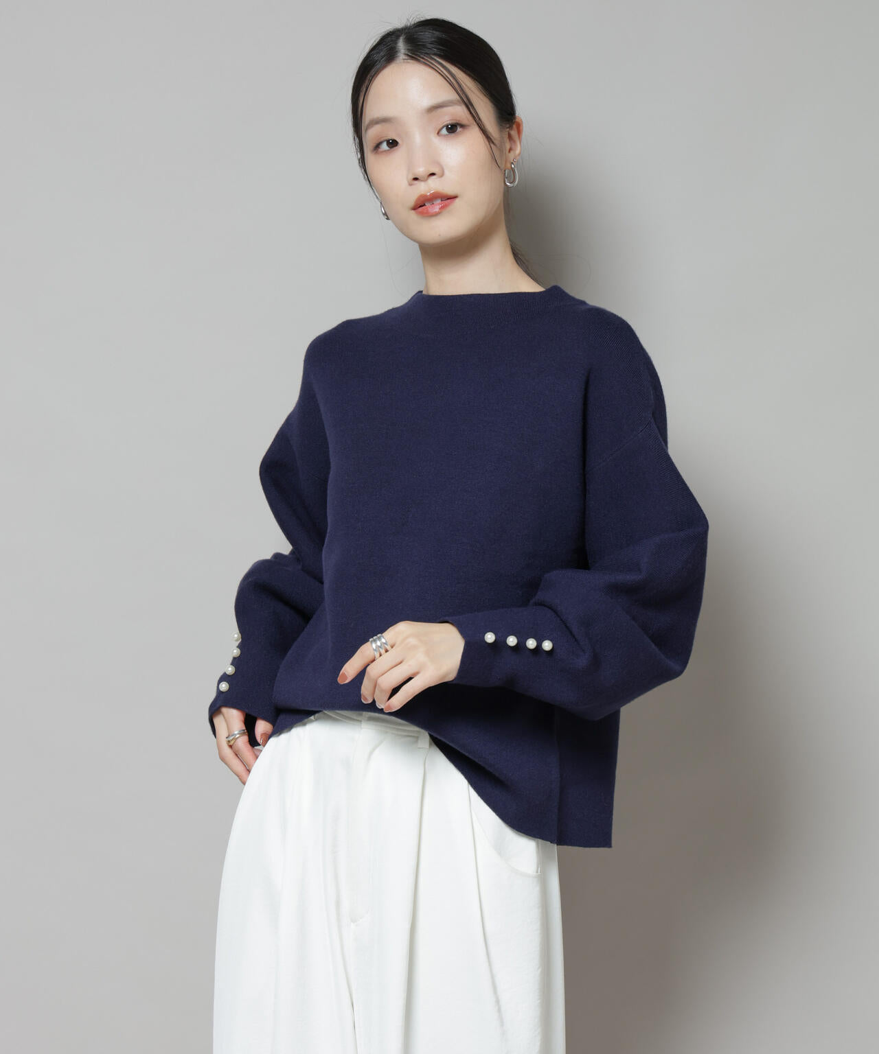 ミラノリブ パール ニット プルオーバー