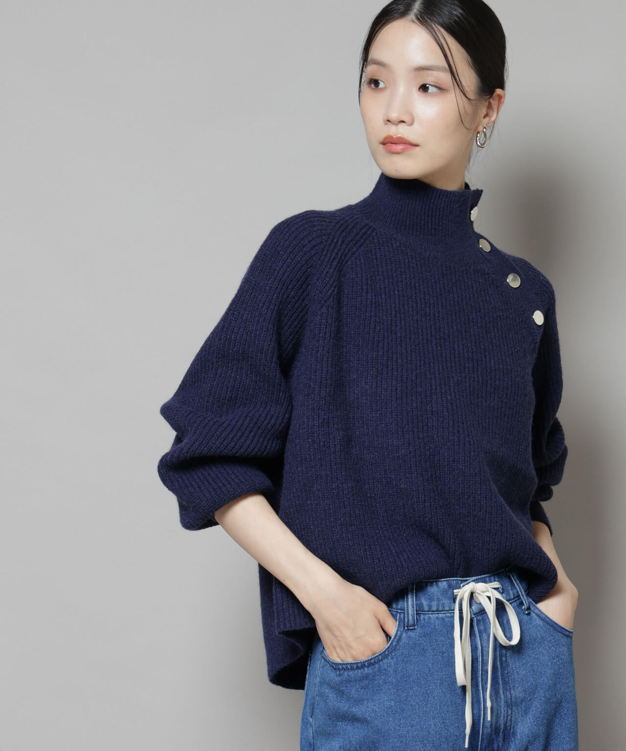 DOLCE&GABBANA トップス デニムニット 超美品 釦 ディティール ニット プルオーバー