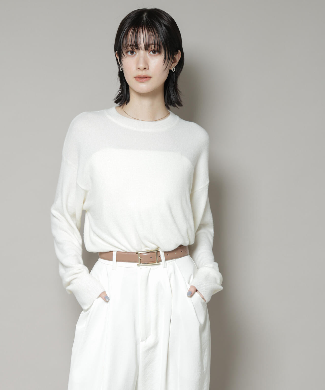 ミニラメ シャギー ニット プルオーバー