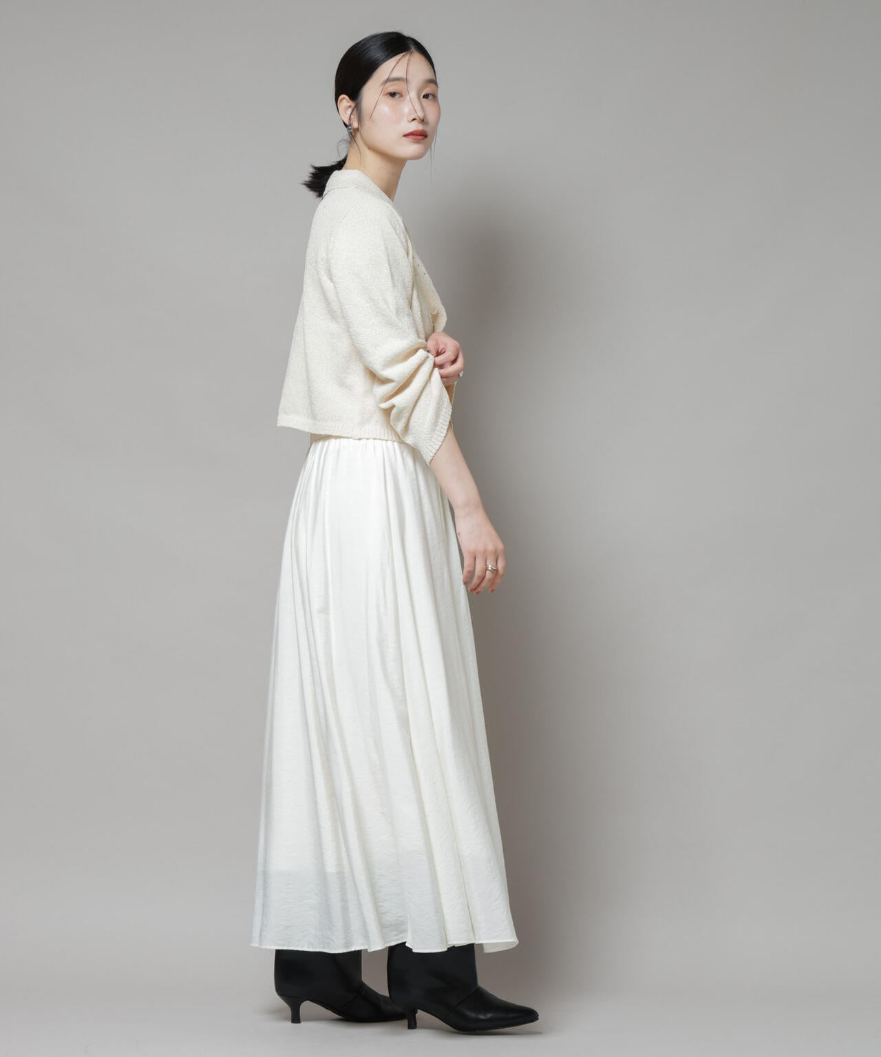 衿付アイレットクロップドニットカーディガン 6735222331