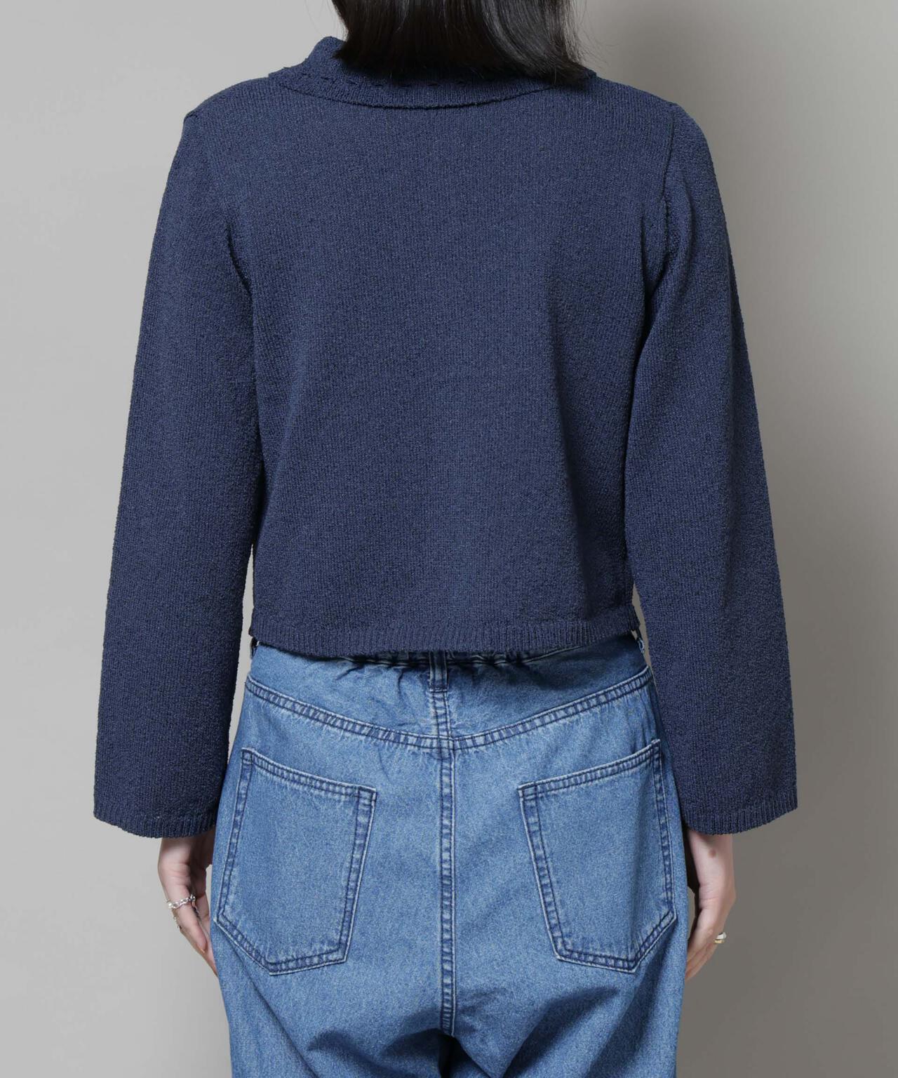 衿付アイレットクロップドニットカーディガン 6735222331