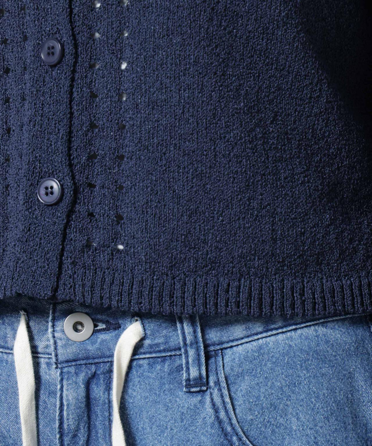 衿付アイレットクロップドニットカーディガン 6735222331